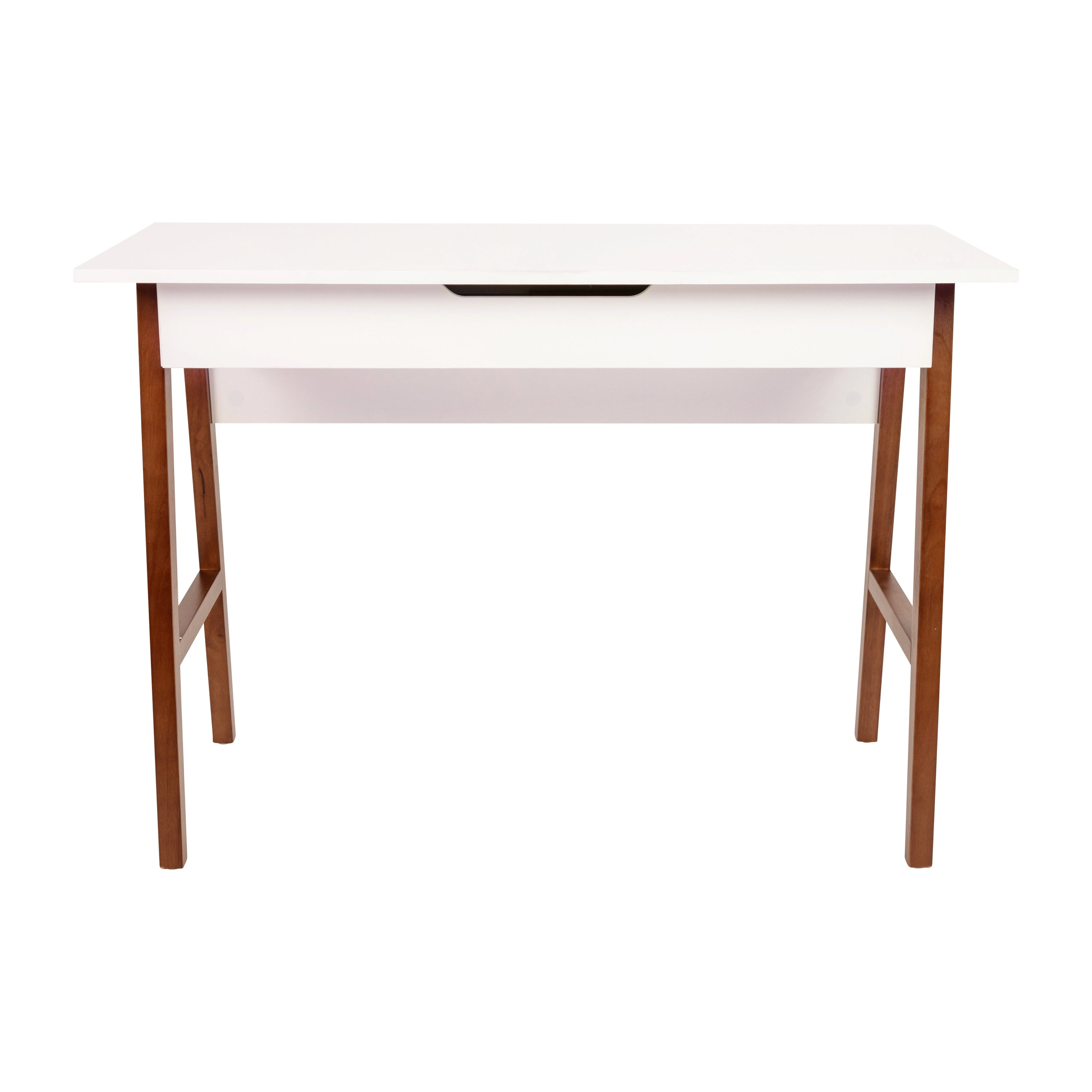 Darla Home Office Writing Computer Desk with Drawer - Table Desk for Writing and Work, White/Walnut