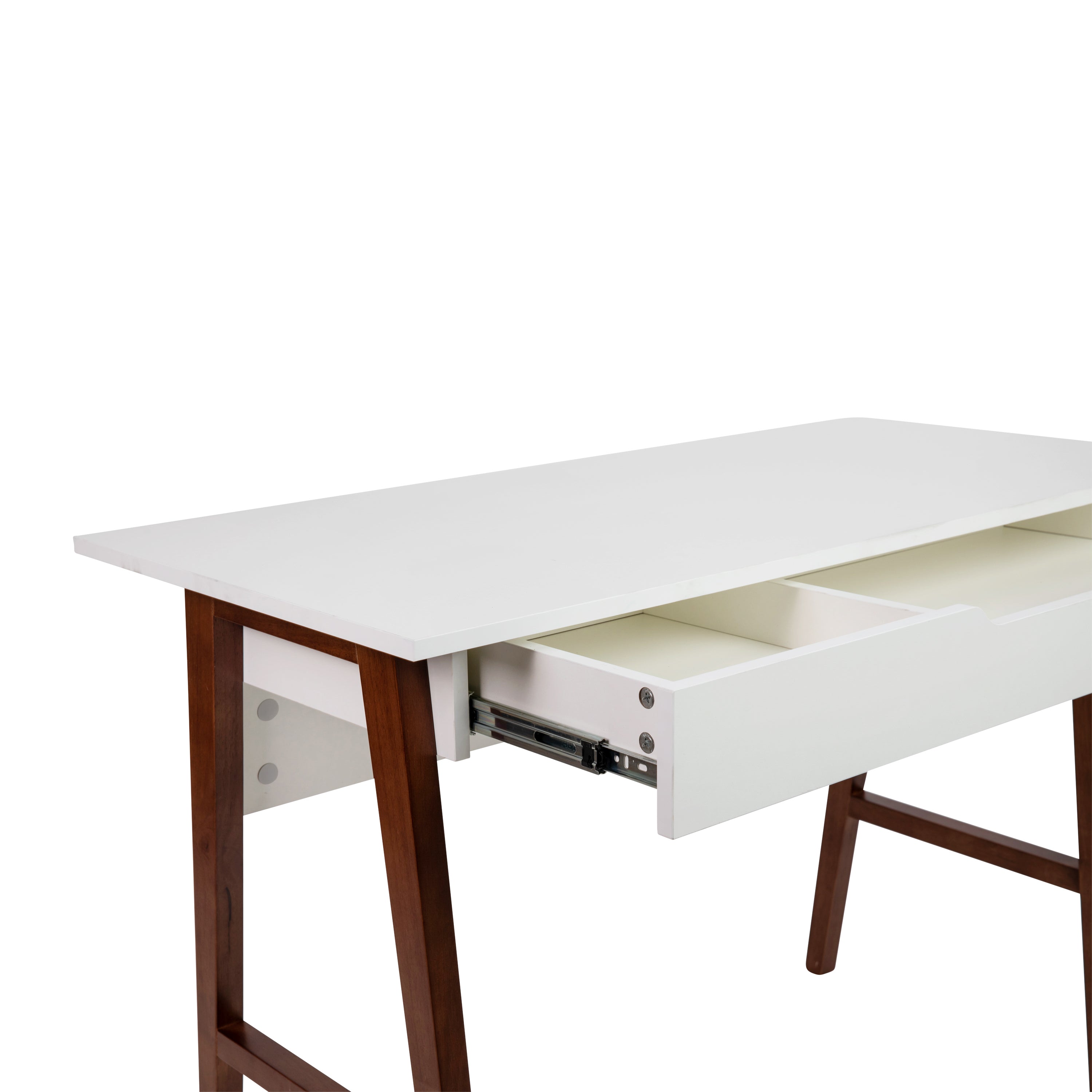 Darla Home Office Writing Computer Desk with Drawer - Table Desk for Writing and Work, White/Walnut