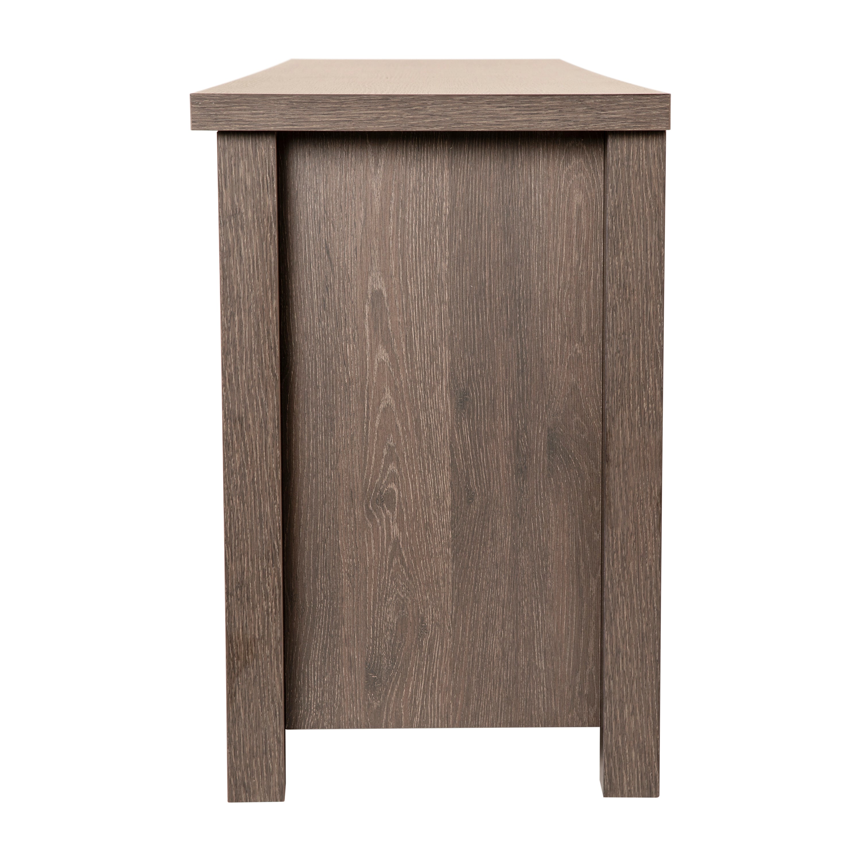 Sheffield Classic TV Stand up to 80" TVs - Modern Black Wash Finish with Full Glass Doors - 65" Engineered Wood Frame - 3 Shelves