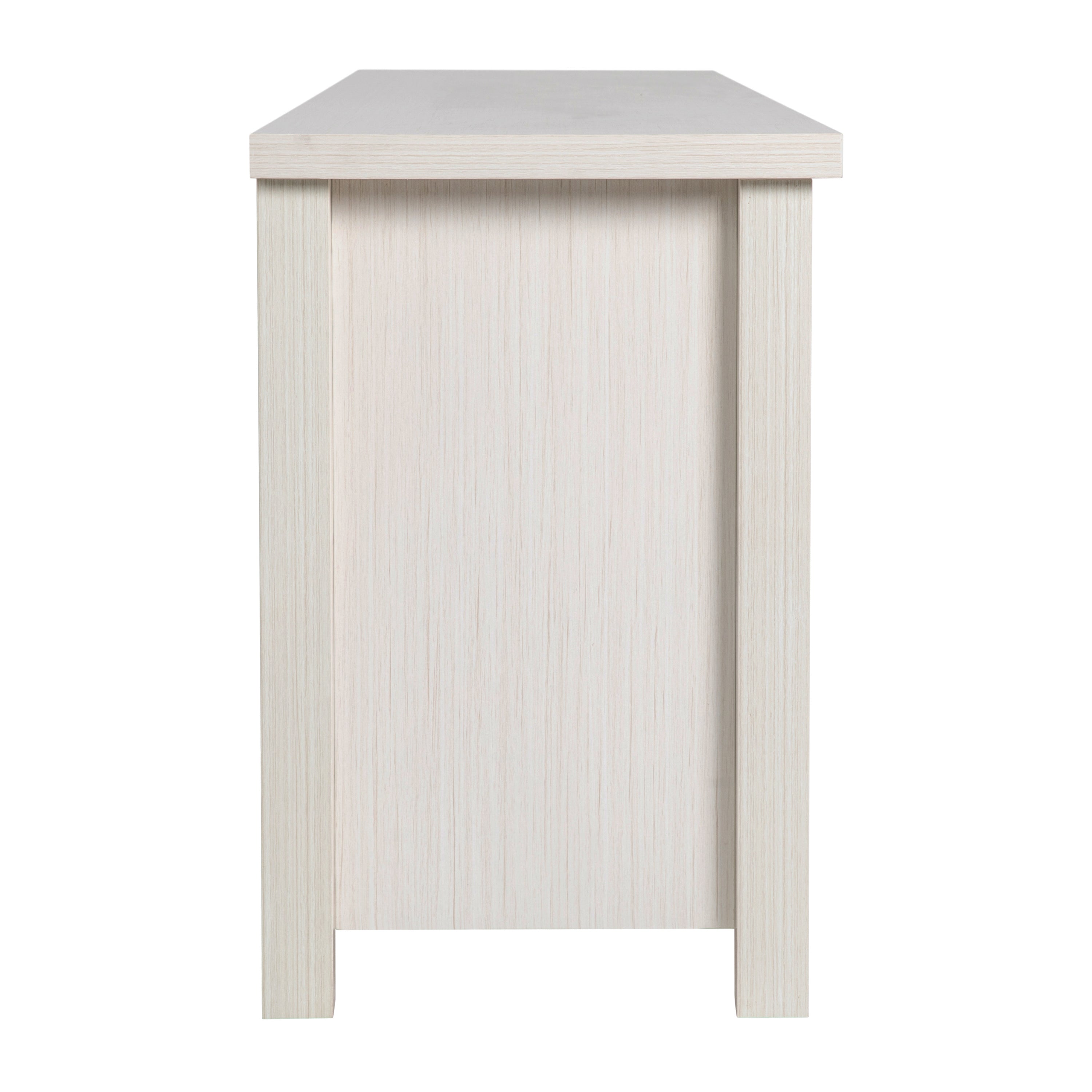 Sheffield Classic TV Stand up to 80" TVs - Modern White Wash Finish with Full Glass Doors - 65" Engineered Wood Frame - 3 Shelves
