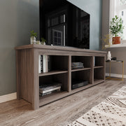Kilead Farmhouse TV Stand up to 80" TVs - 65" Engineered Wood Framed Media Console with Open Storage in Gray Wash Oak Finish