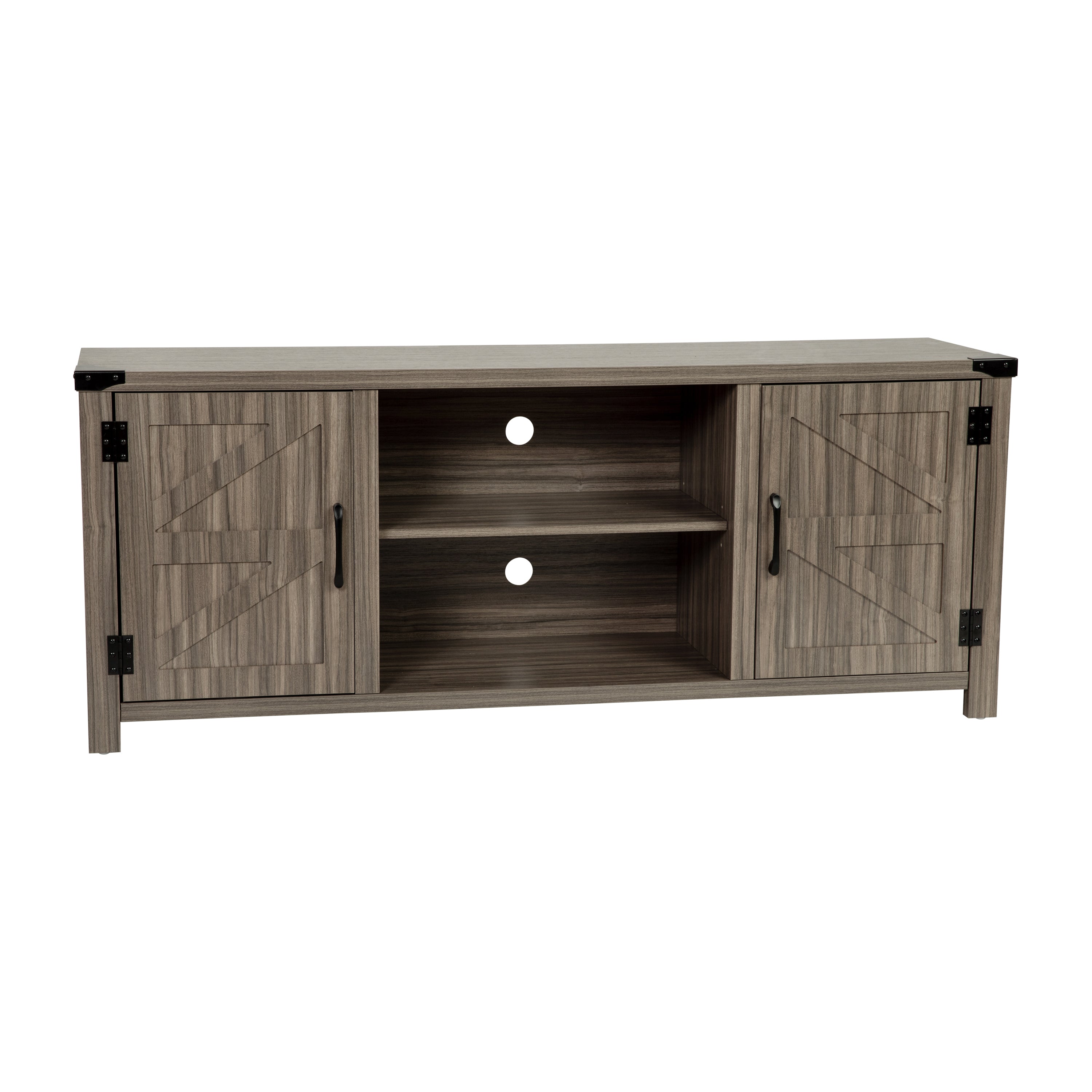 Charlotte Modern Farmhouse Barn Door TV Stand-Gray Wash Oak for TV's up to 65 Inches-59" Entertainment Center with Adjustable Shelf