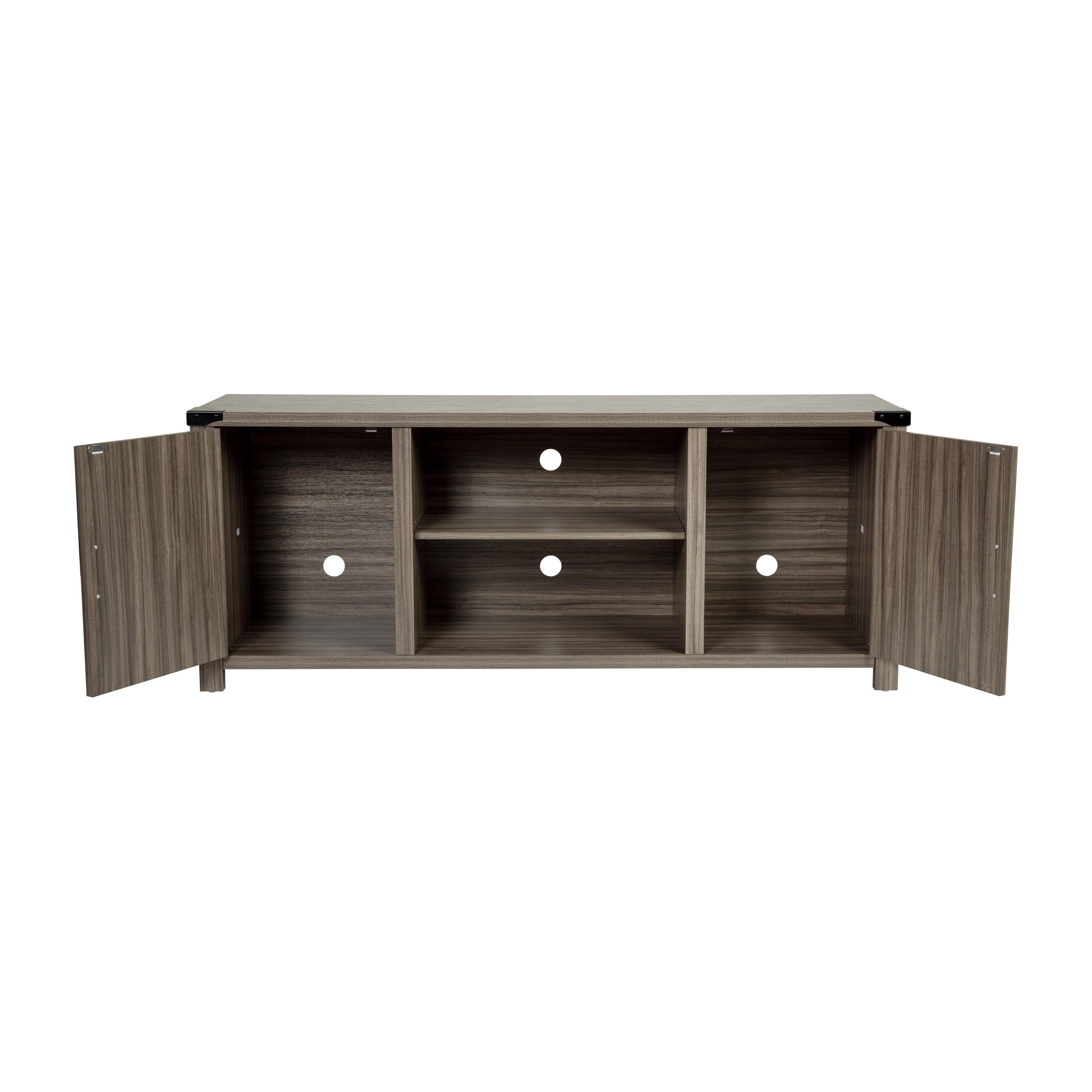 Charlotte Modern Farmhouse Barn Door TV Stand-Gray Wash Oak for TV's up to 65 Inches-59" Entertainment Center with Adjustable Shelf