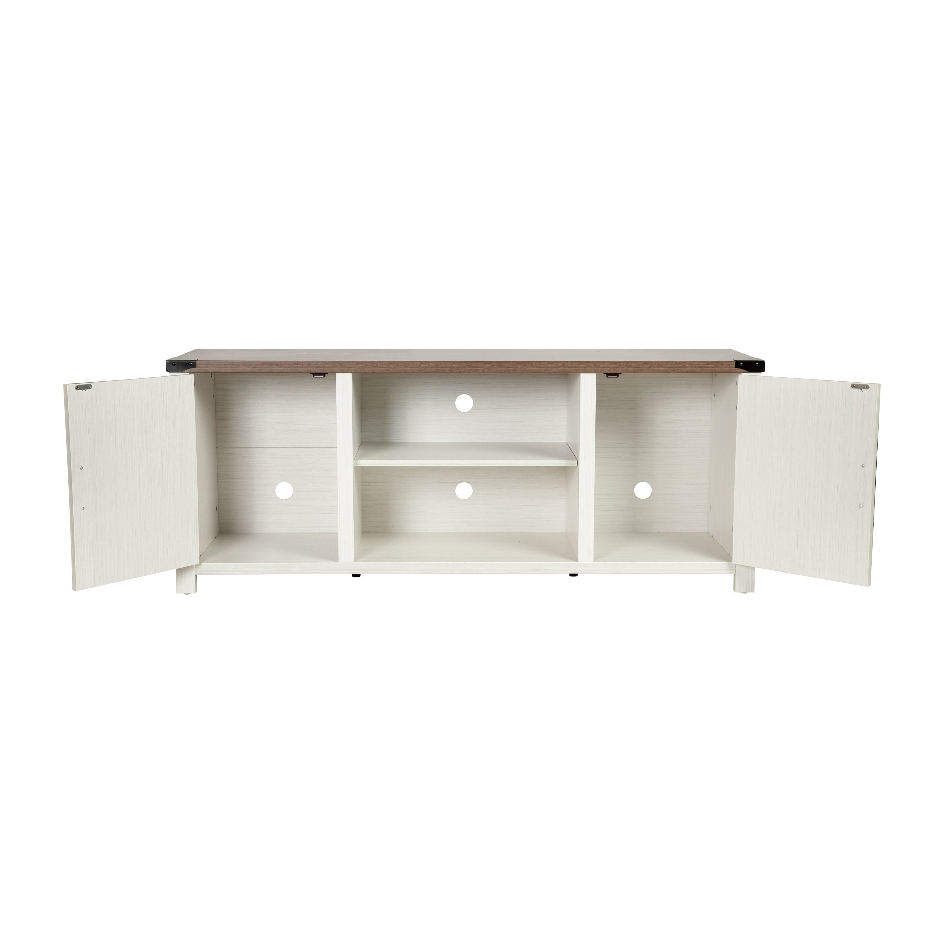 Charlotte Modern Farmhouse Barn Door TV Stand in White for TV's up to 65 Inches - 59 Inch Entertainment Center with Adjustable Shelf