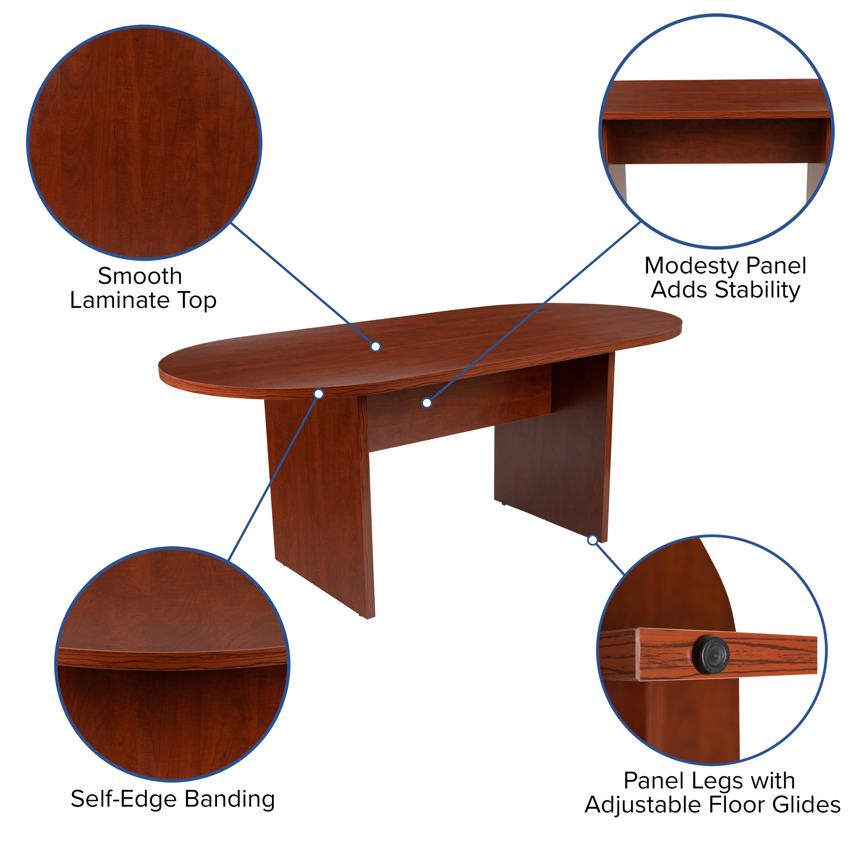 Jones 6 Foot (72 inch) Oval Conference Table in Cherry
