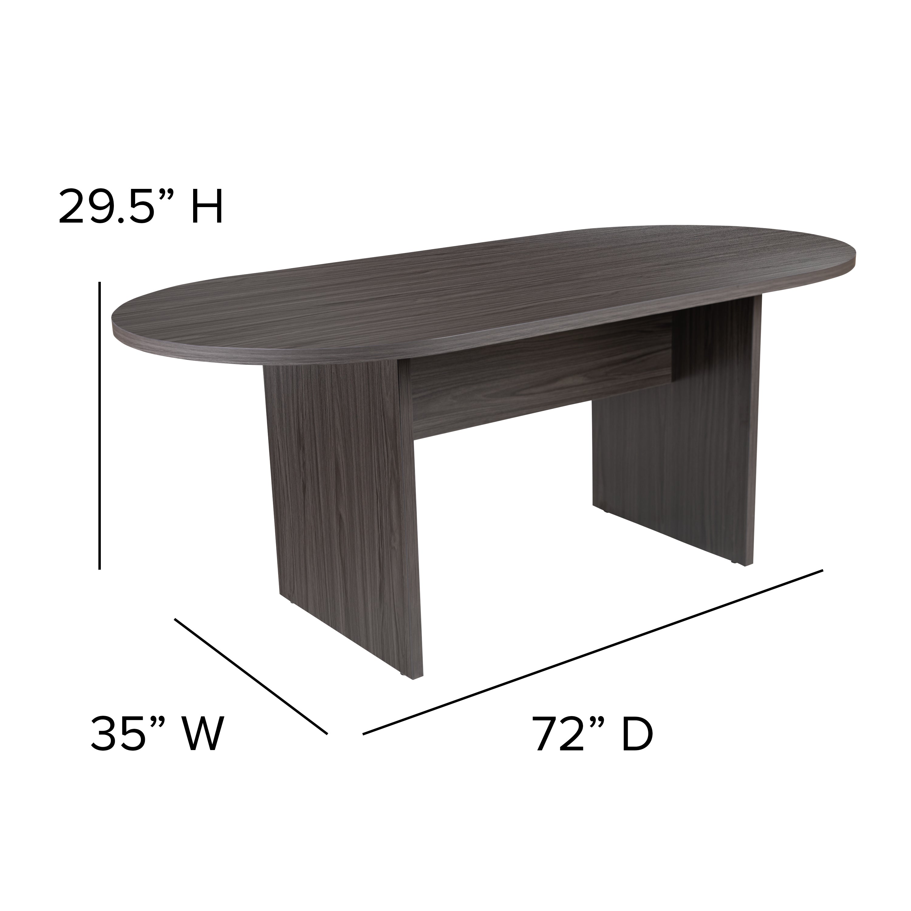 Jones 6 Foot (72 inch) Oval Conference Table in Rustic Gray