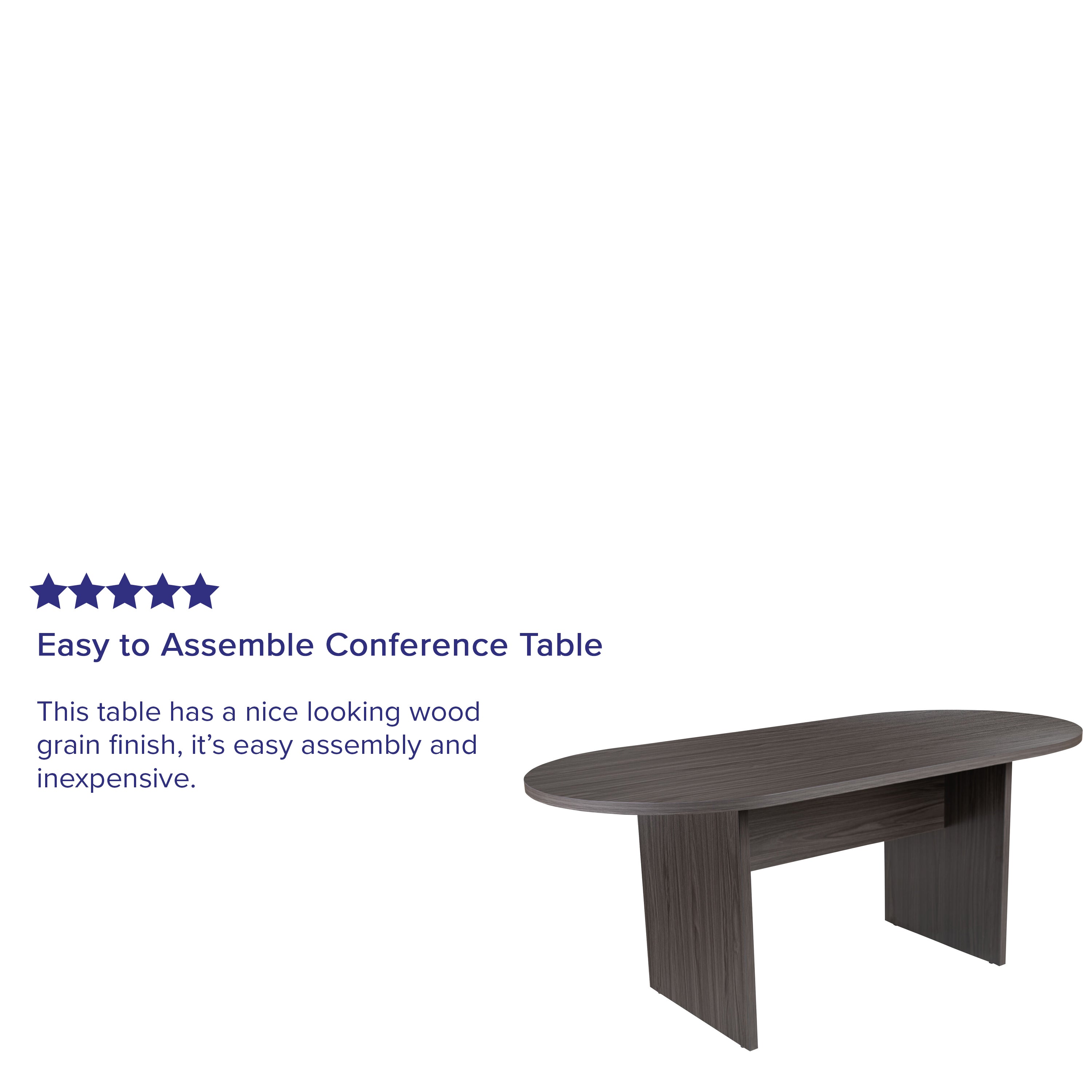 Jones 6 Foot (72 inch) Oval Conference Table in Rustic Gray