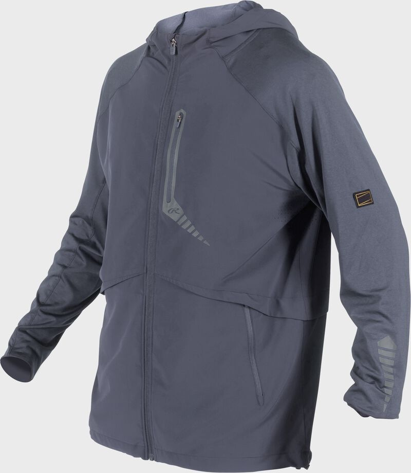Rawlings Adult Gold Collection Long Sleeve Hooded Jacket - Medium - Blue Gray