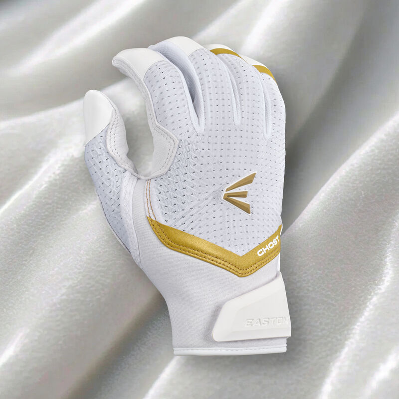Easton Ghost Ethos Fastpitch Softball Batting Gloves - Medium - Snowstorm - White/Gold