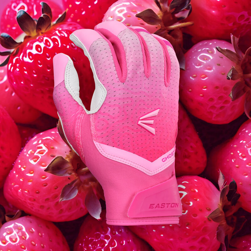 Easton Ghost Ethos Fastpitch Softball Batting Gloves - Extra Large - Strawberry Glow - Red/Pink