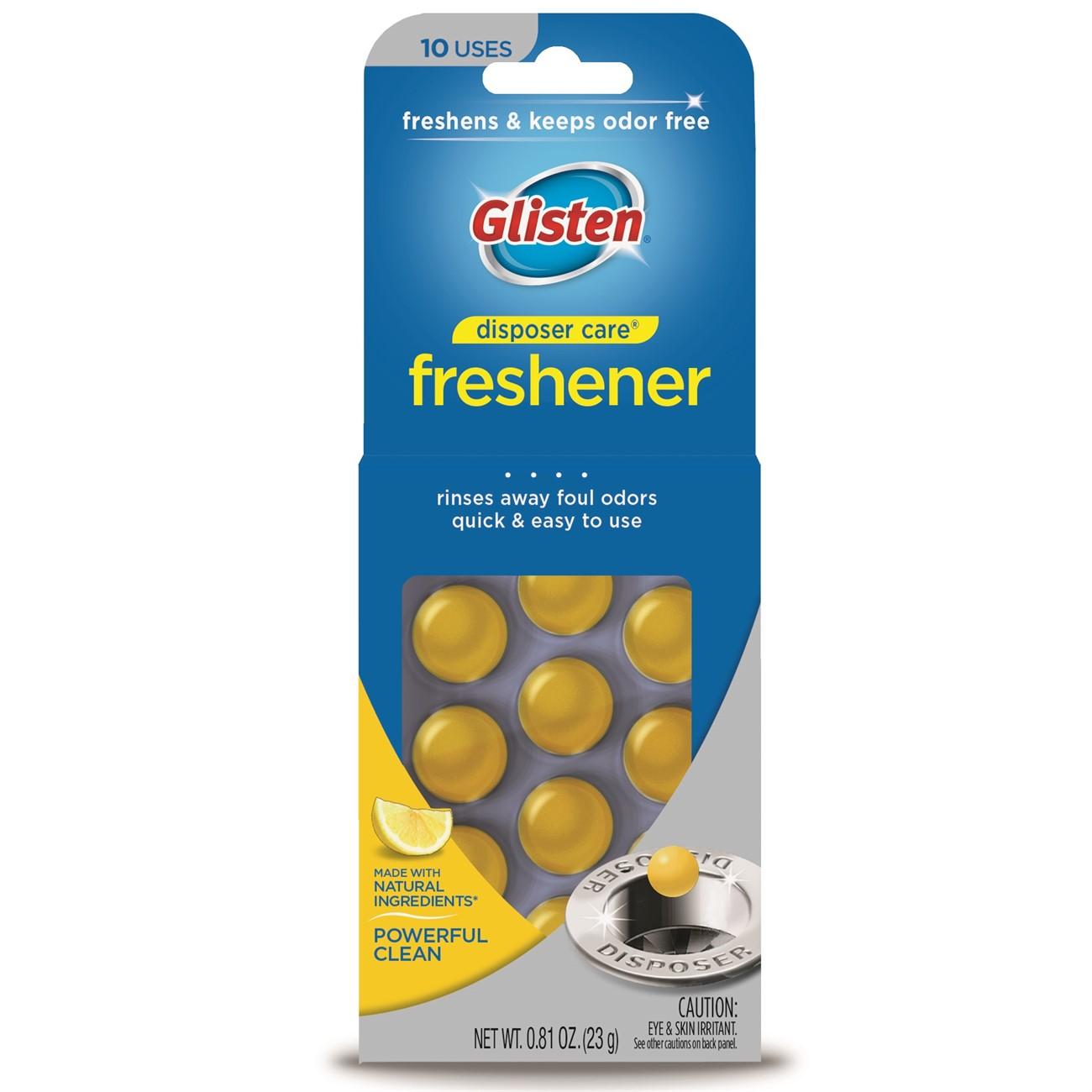 DPLM12T Glisten Lemon Disposer Care Freshener and Cleaner, 0.81 oz tablet, 10-count tablets per tray