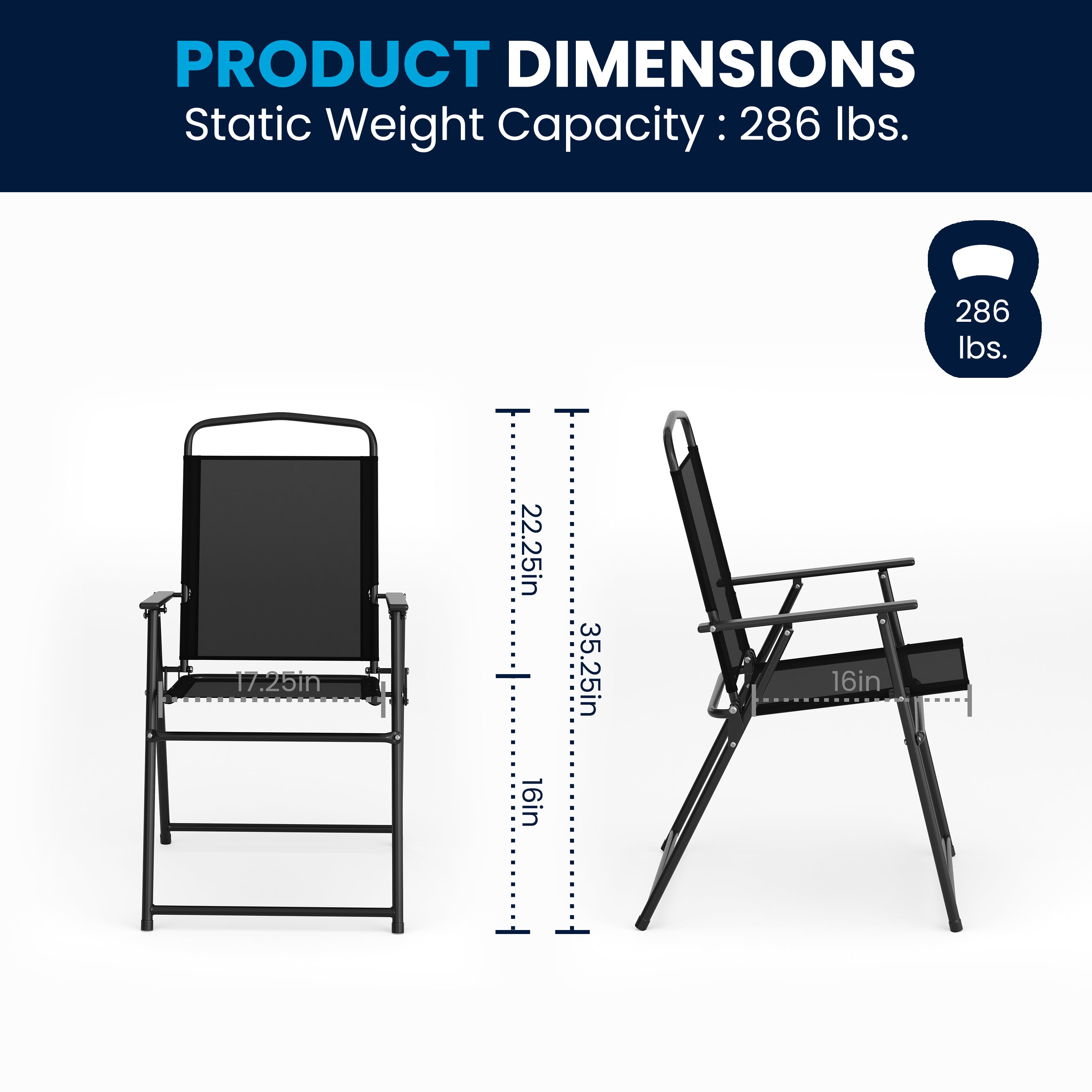 Nantucket 6 Piece Black Patio Garden Set with Umbrella Table and Set of 4 Folding Chairs