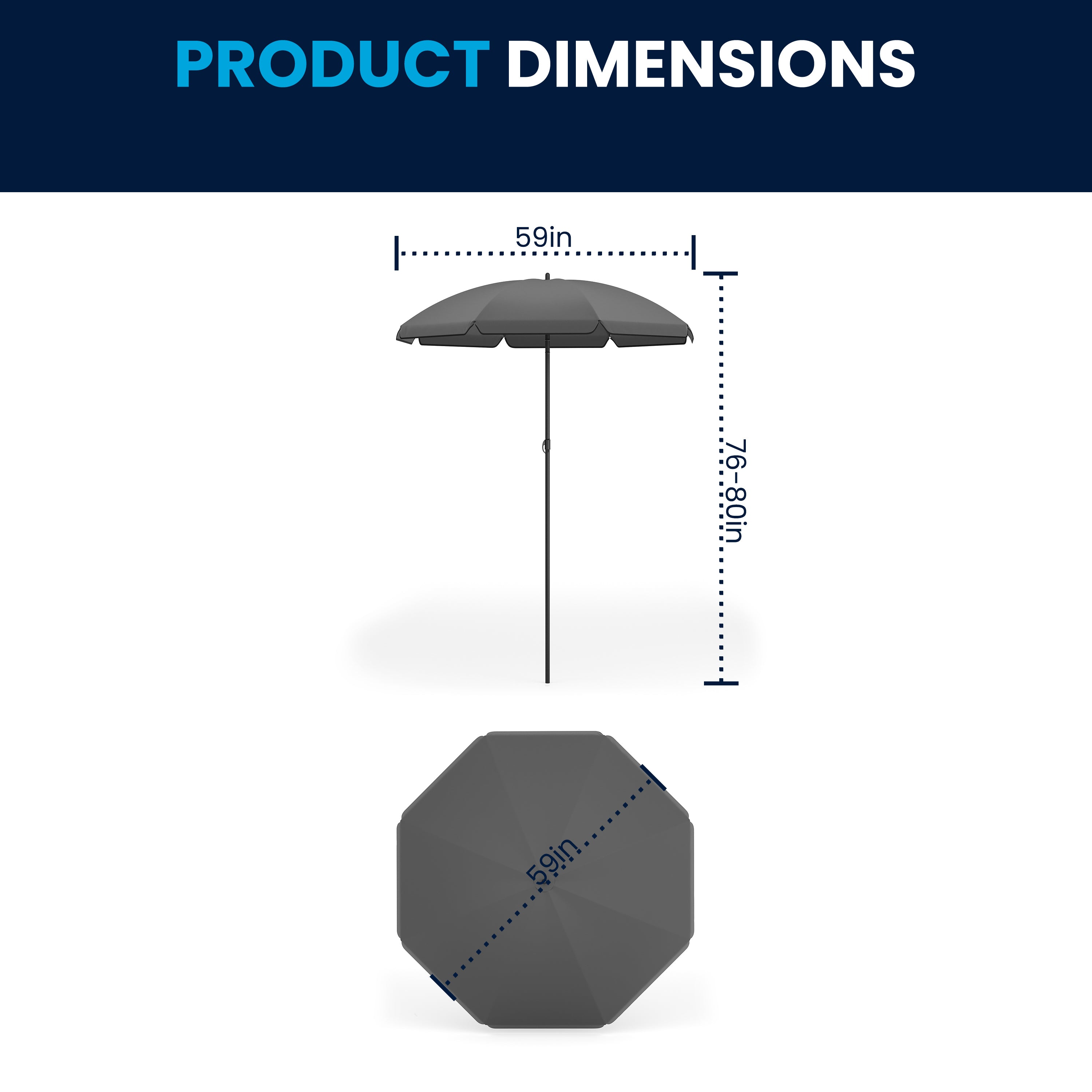Nantucket 6 Piece Black Patio Garden Set with Umbrella Table and Set of 4 Folding Chairs