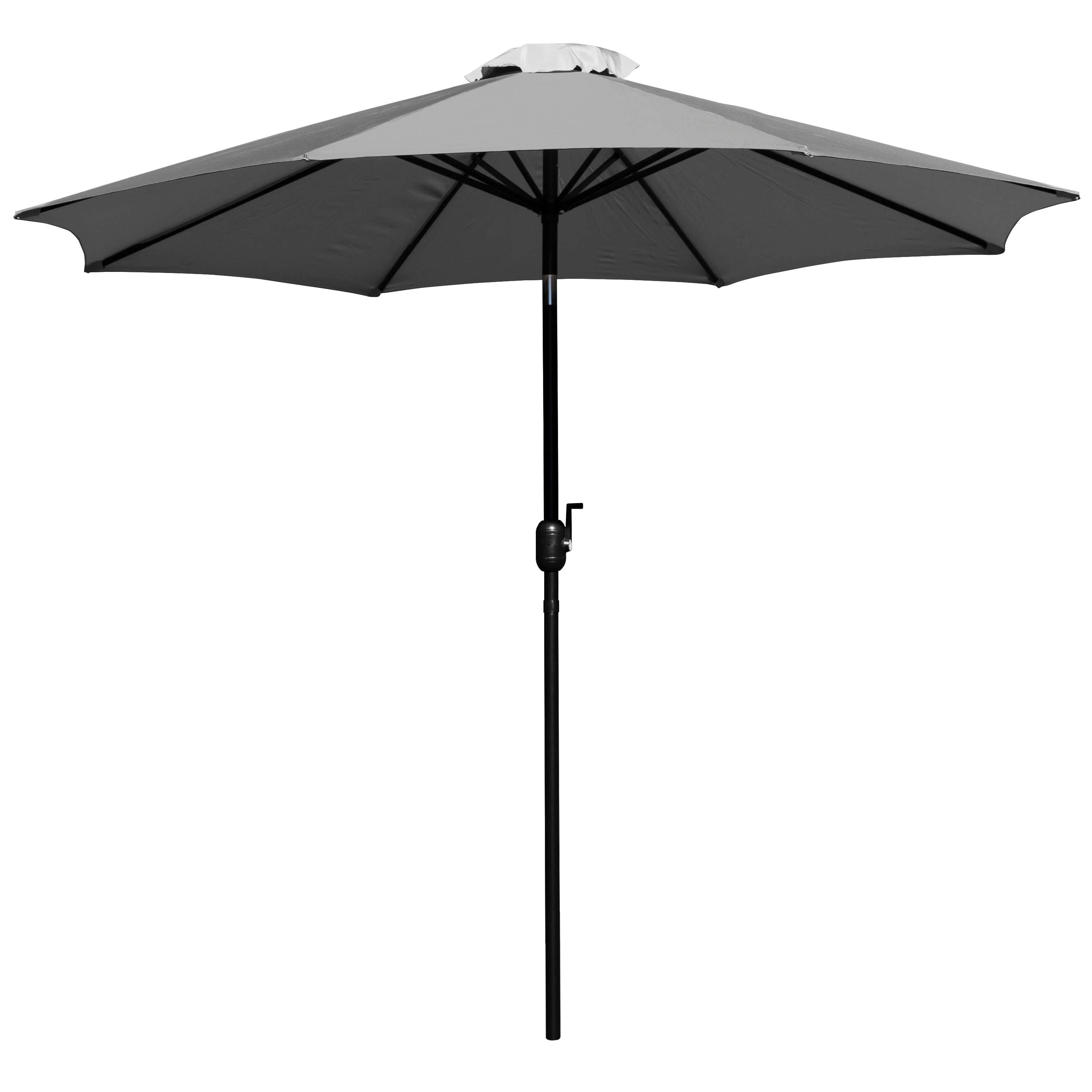 Kona Gray 9 FT Round Umbrella with 1.5" Diameter Aluminum Pole with Crank and Tilt Function