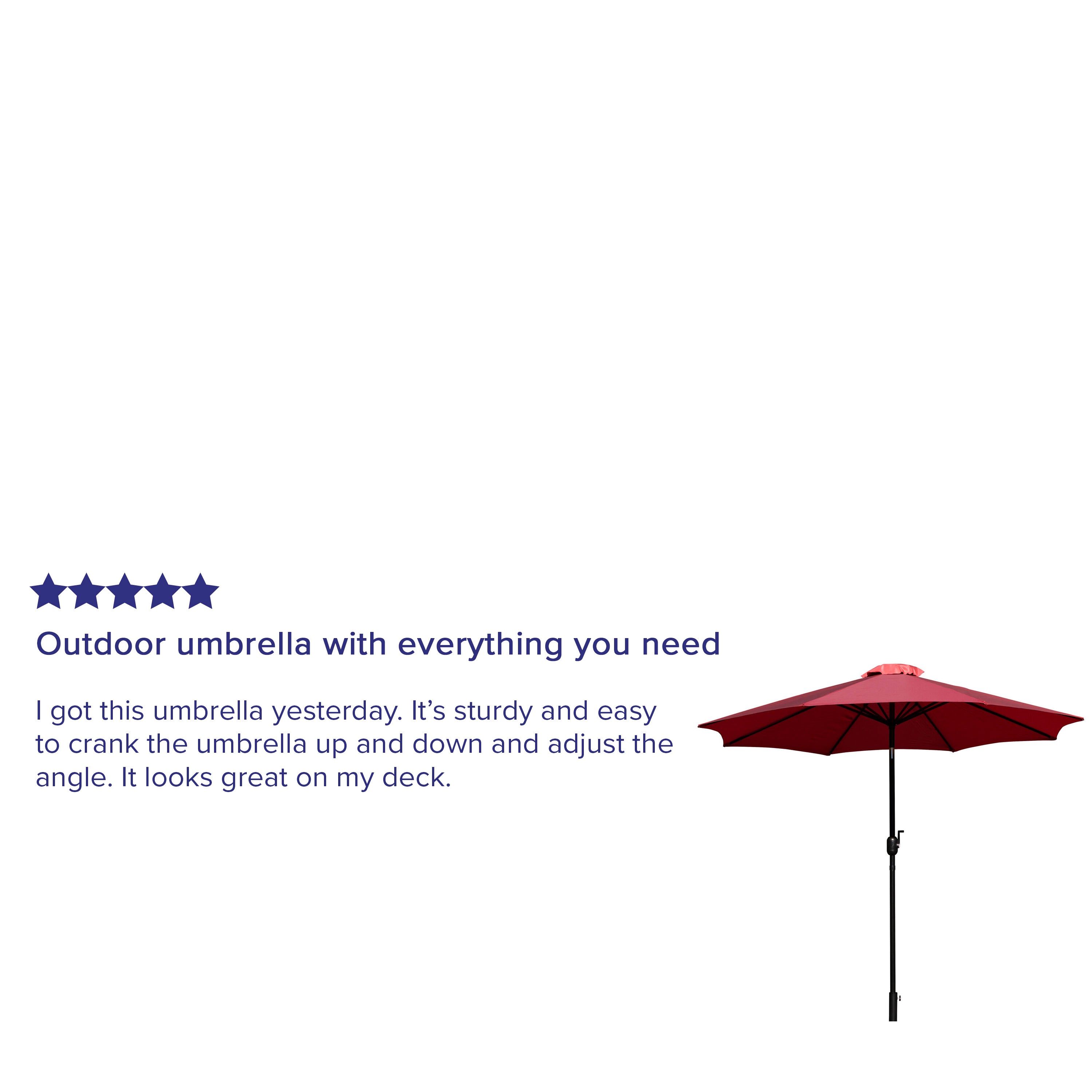 Kona Red 9 FT Round Umbrella with 1.5" Diameter Aluminum Pole with Crank and Tilt Function