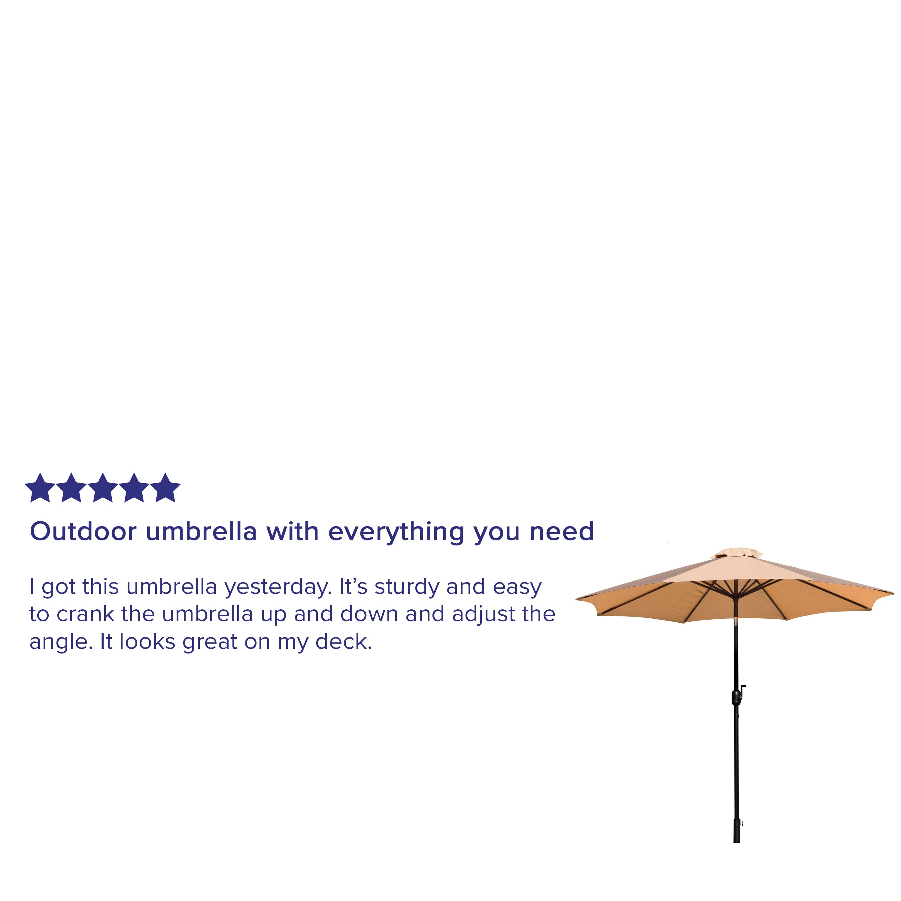 Kona Tan 9 FT Round Umbrella with 1.5" Diameter Aluminum Pole with Crank and Tilt Function