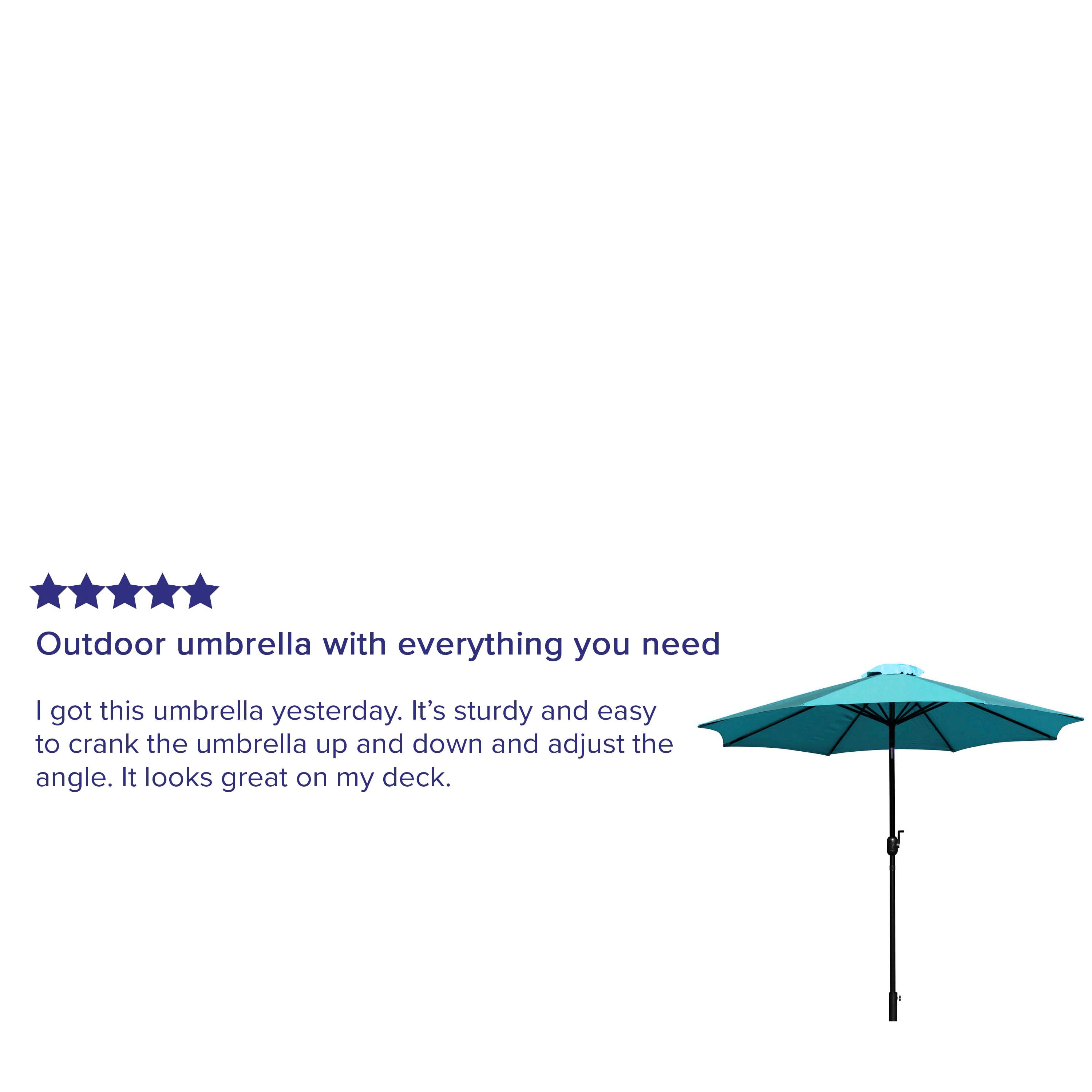 Kona Teal 9 FT Round Umbrella with 1.5" Diameter Aluminum Pole with Crank and Tilt Function