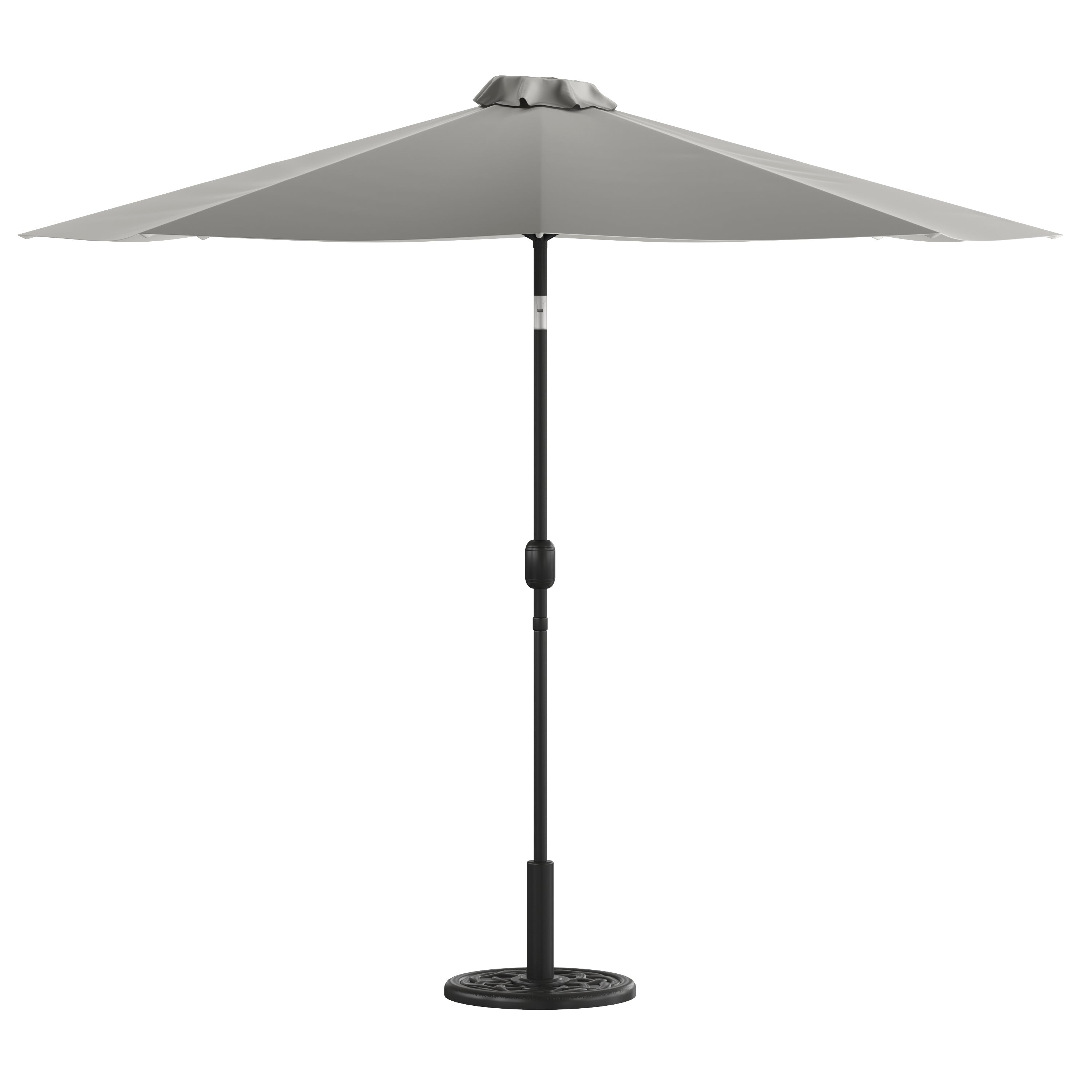 Sunny Gray 9 FT Round Umbrella with Crank and Tilt Function and Standing Umbrella Base