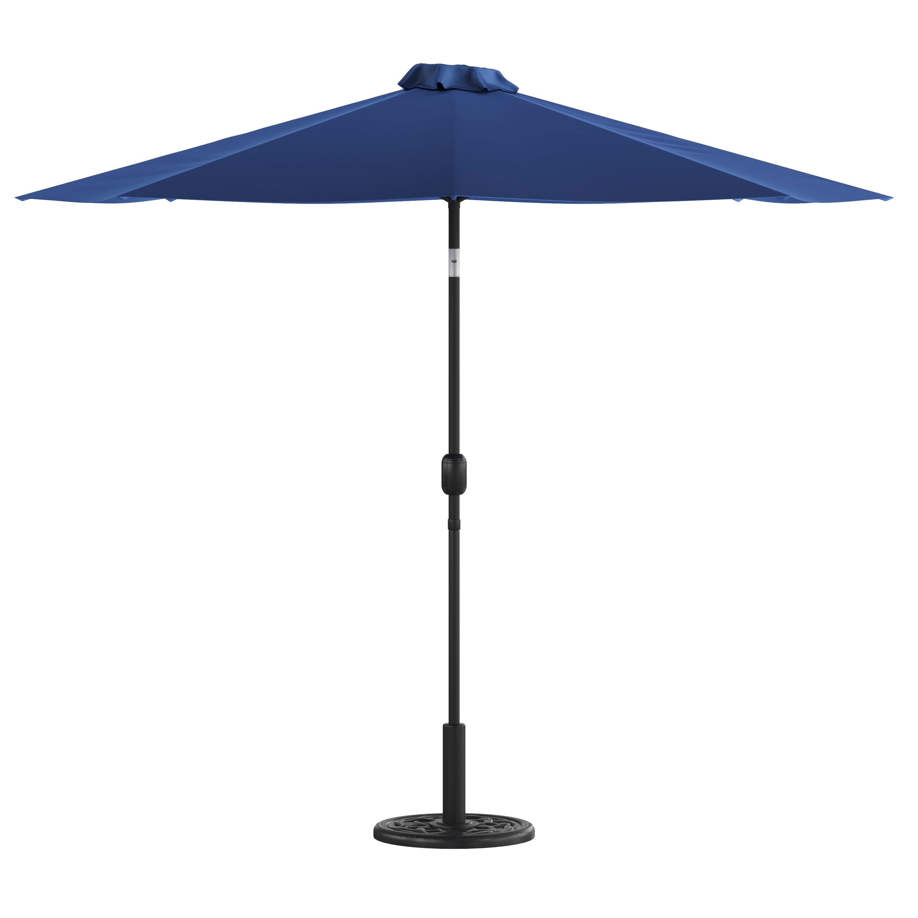 Sunny Navy 9 FT Round Umbrella with Crank and Tilt Function and Standing Umbrella Base