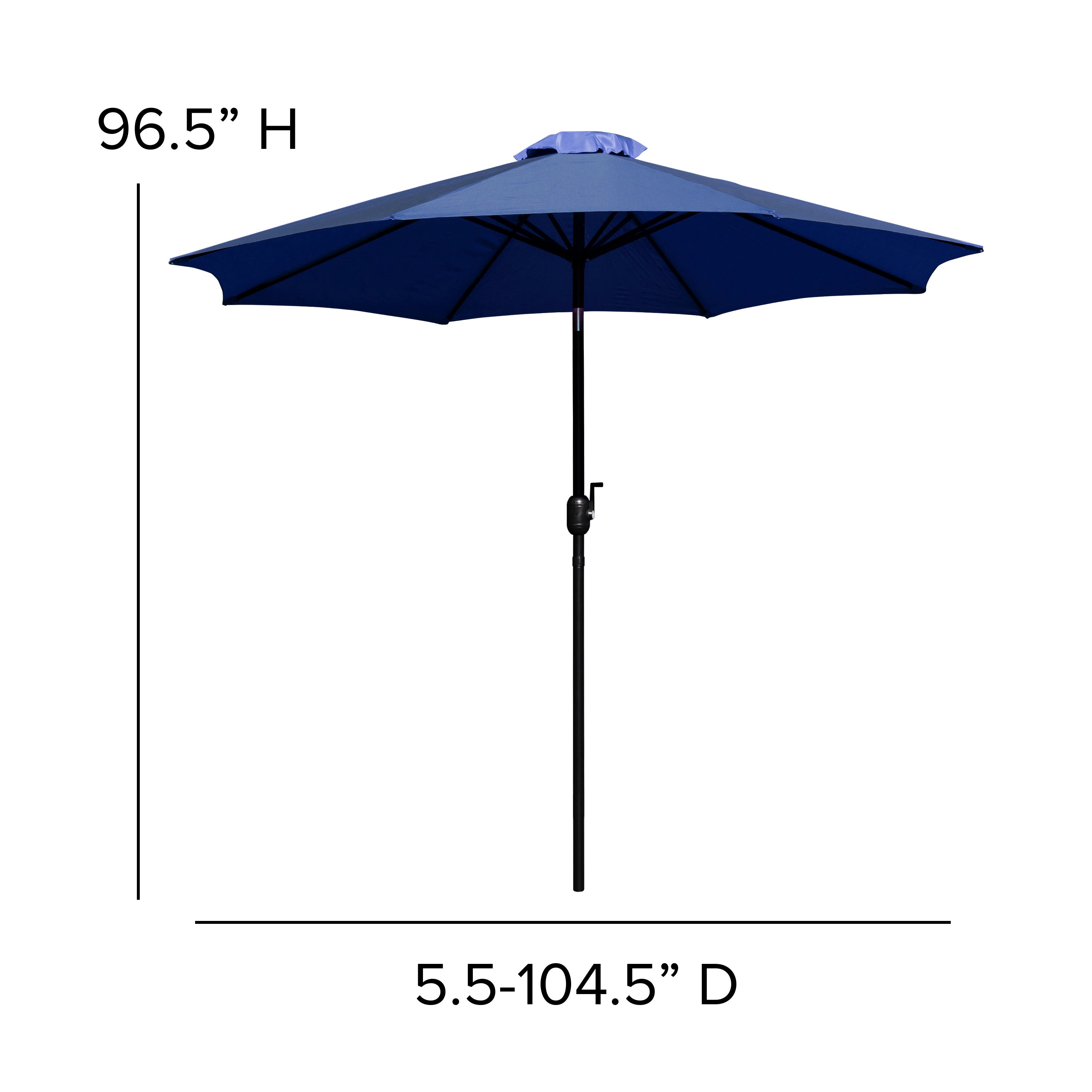Sunny Navy 9 FT Round Umbrella with Crank and Tilt Function and Standing Umbrella Base