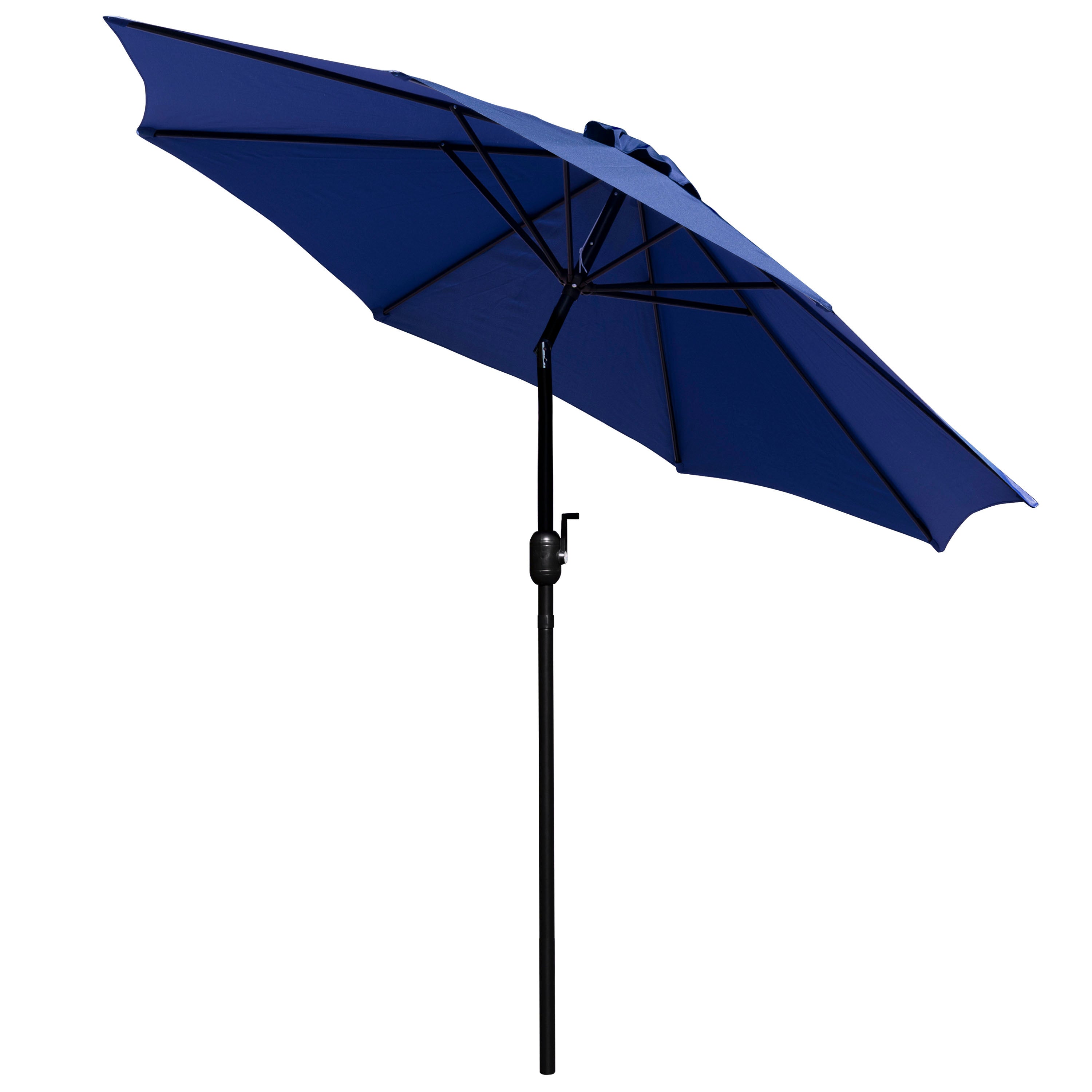 Sunny Navy 9 FT Round Umbrella with Crank and Tilt Function and Standing Umbrella Base