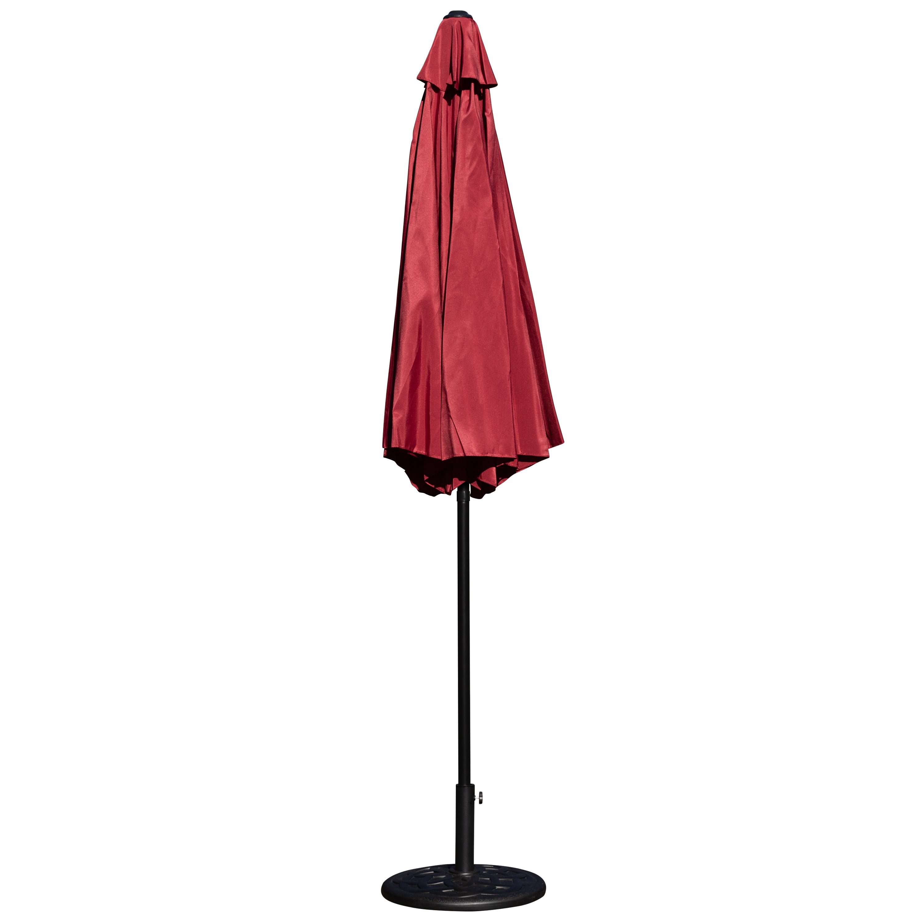 Kona Red 9 FT Round Umbrella with Crank and Tilt Function and Standing Umbrella Base