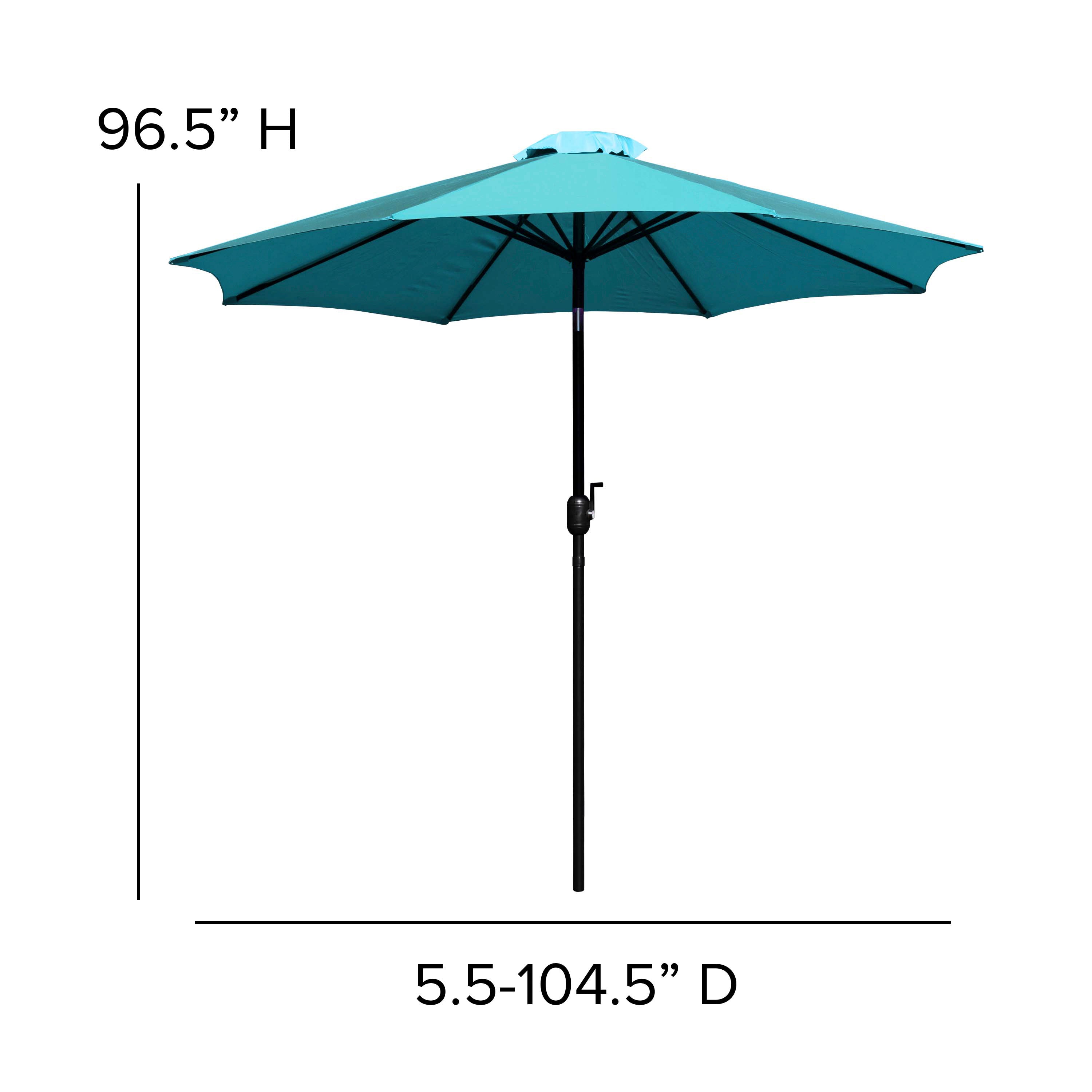 Sunny Teal 9 FT Round Umbrella with Crank and Tilt Function and Standing Umbrella Base