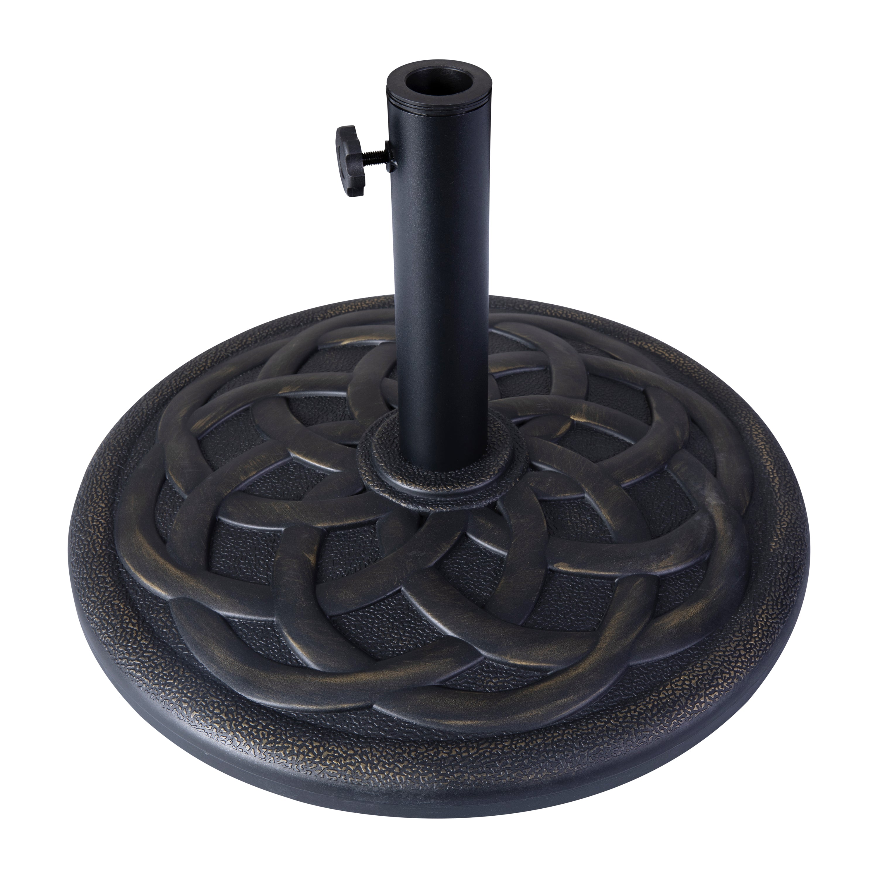 Kona Universal Bronze Cement Patio Umbrella Base with Weatherproof Plastic Polymer Coating - 19.25" Diameter