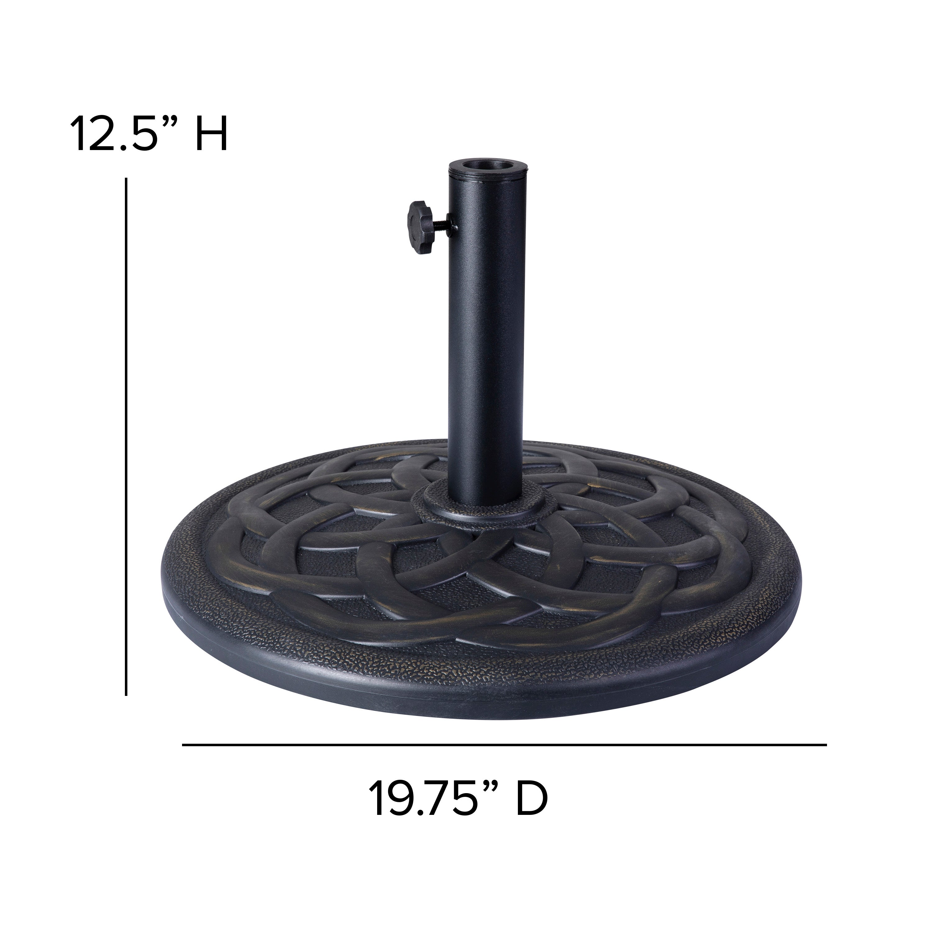 Kona Universal Bronze Cement Patio Umbrella Base with Weatherproof Plastic Polymer Coating - 19.25" Diameter