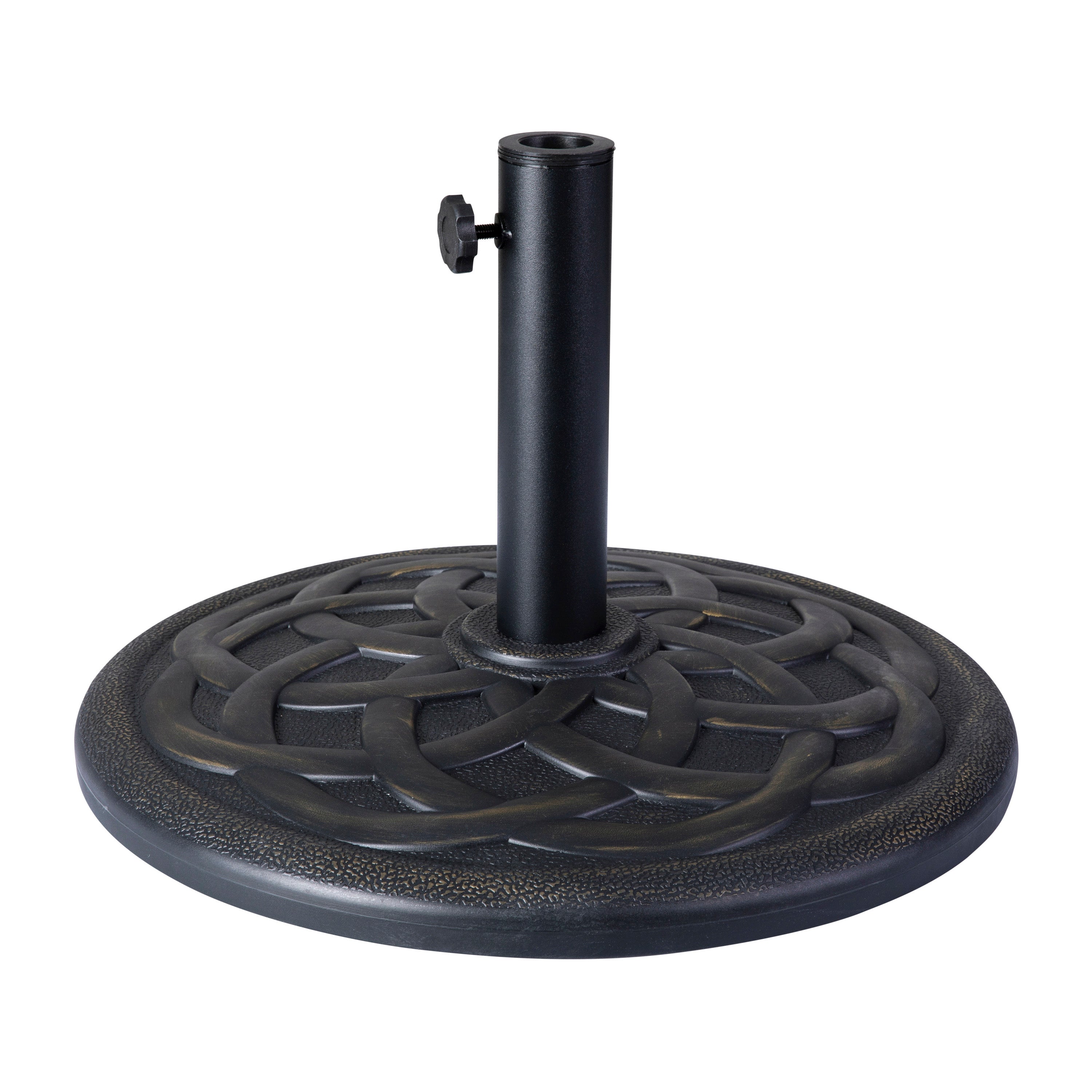 Kona Universal Bronze Cement Patio Umbrella Base with Weatherproof Plastic Polymer Coating - 19.25" Diameter