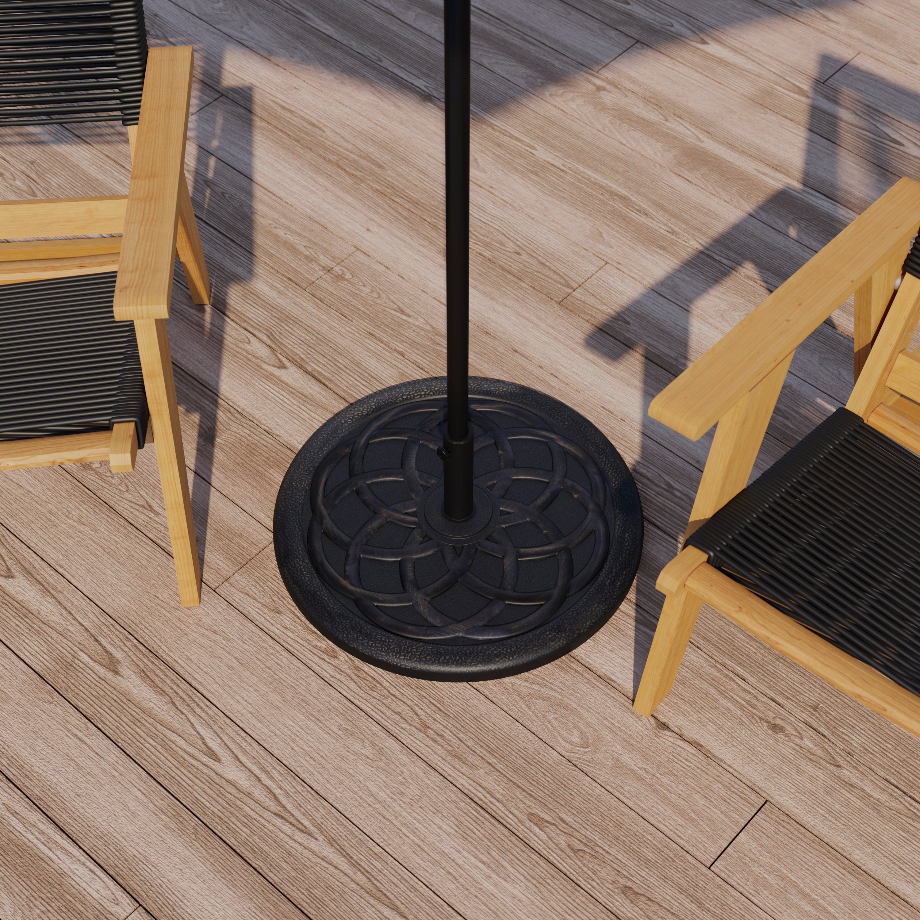 Kona Universal Bronze Cement Patio Umbrella Base with Weatherproof Plastic Polymer Coating - 19.25" Diameter