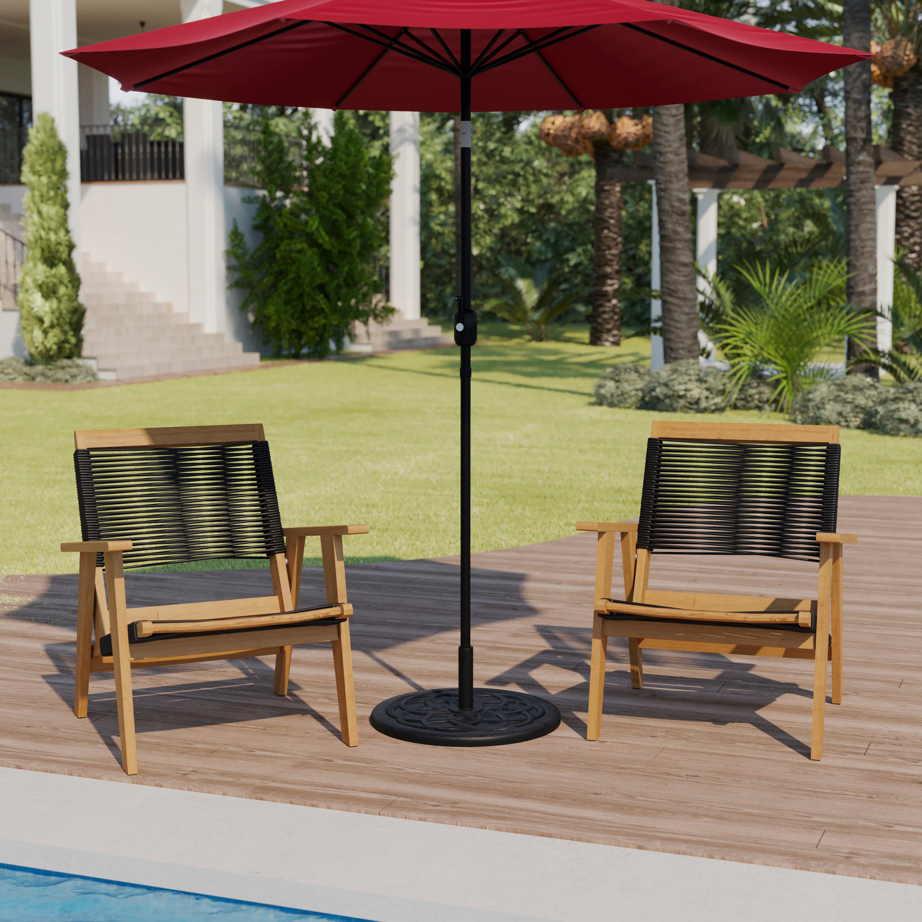 Kona Universal Bronze Cement Patio Umbrella Base with Weatherproof Plastic Polymer Coating - 19.25" Diameter