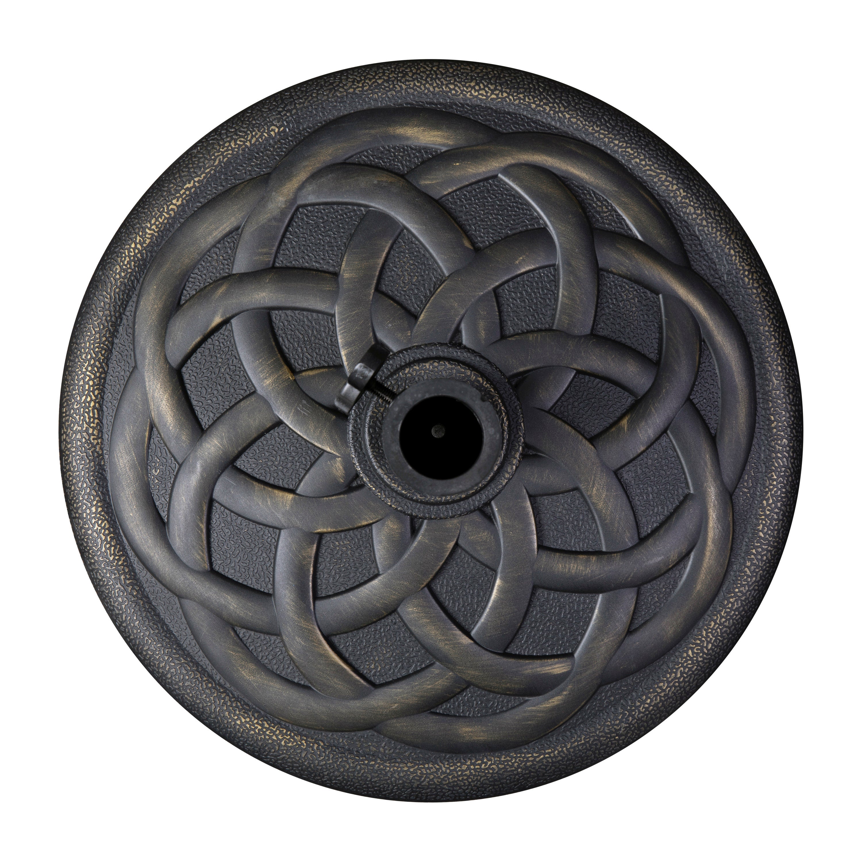 Kona Universal Bronze Cement Patio Umbrella Base with Weatherproof Plastic Polymer Coating - 19.25" Diameter