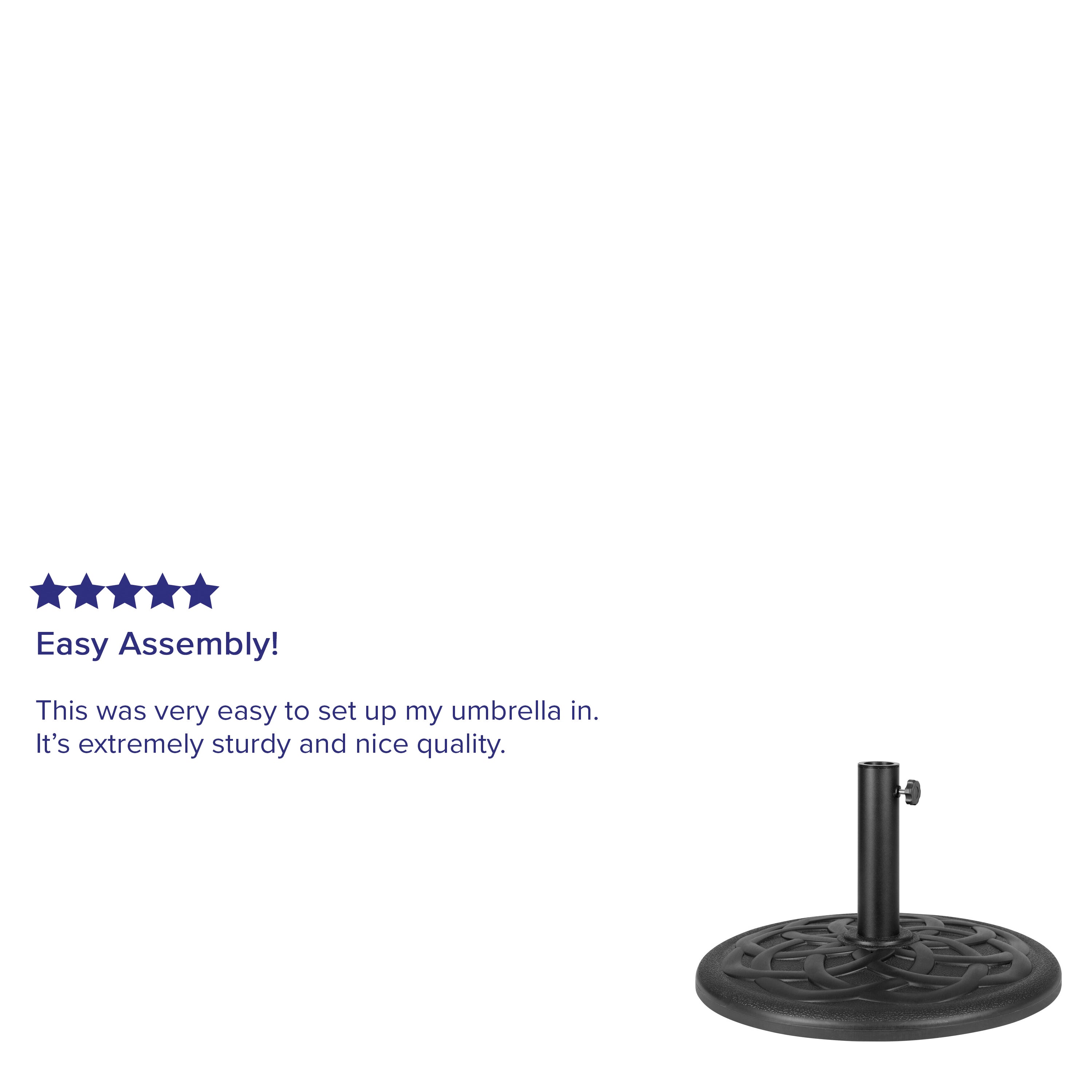 Kona Universal Black Cement Patio Umbrella Base with Weatherproof Plastic Polymer Coating - 19.25" Diameter