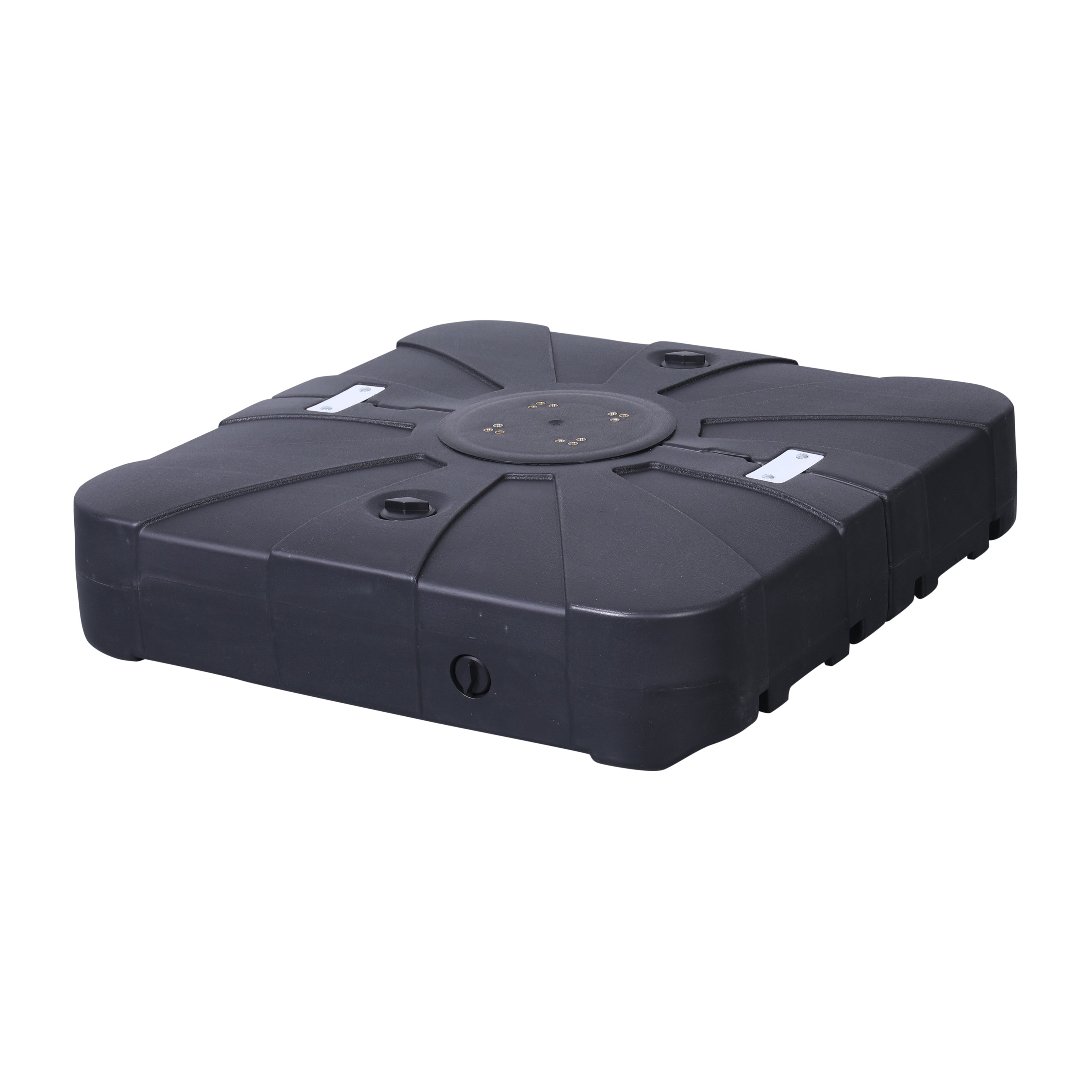 Hank Heavy Duty Weather-Resistant Universal Offset Umbrella Base with Grooved Handles and Built-In Wheels in Black
