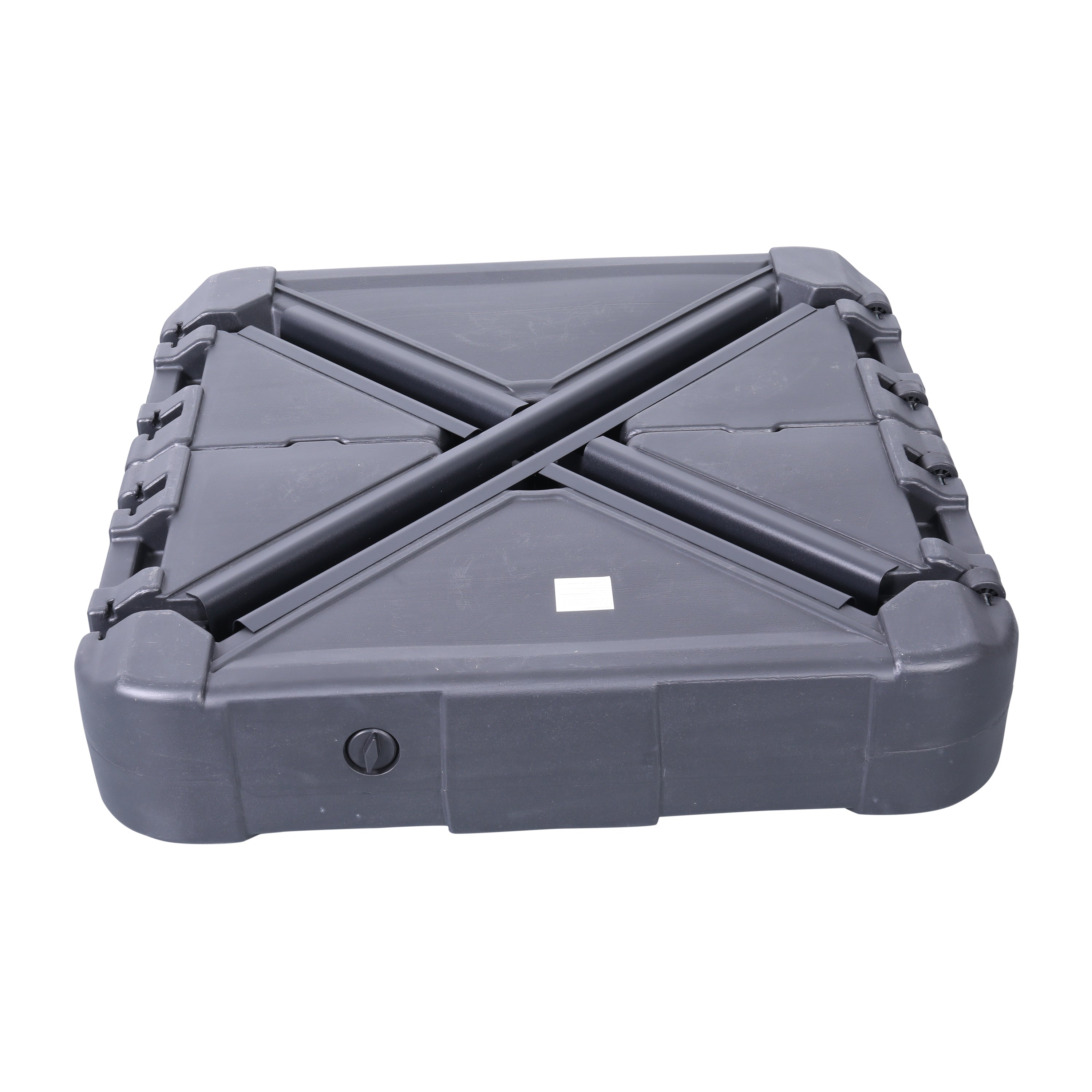 Hank Heavy Duty Weather-Resistant Universal Offset Umbrella Base with Grooved Handles and Built-In Wheels in Black