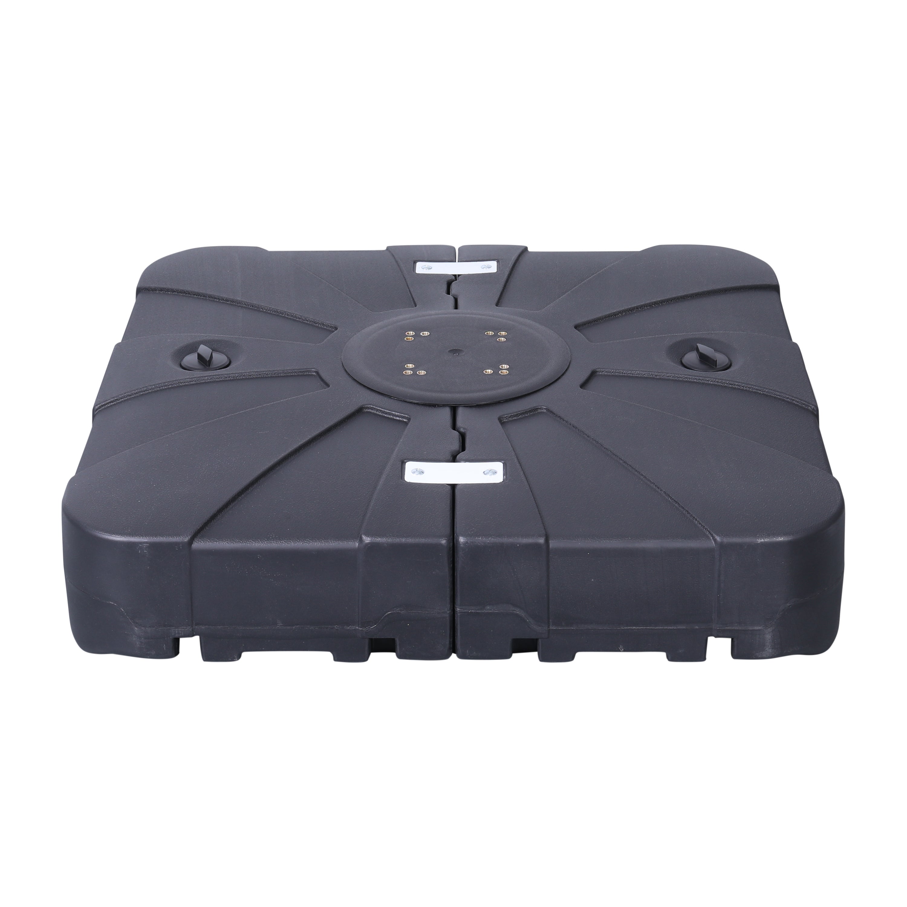Hank Heavy Duty Weather-Resistant Universal Offset Umbrella Base with Grooved Handles and Built-In Wheels in Black