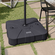 Hank Heavy Duty Weather-Resistant Universal Offset Umbrella Base with Grooved Handles and Built-In Wheels in Black