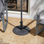 Kona Universal Black Cement Patio Umbrella Base with Sunburst Patterned Weatherproof Plastic Polymer Coating - 19.25" Diameter