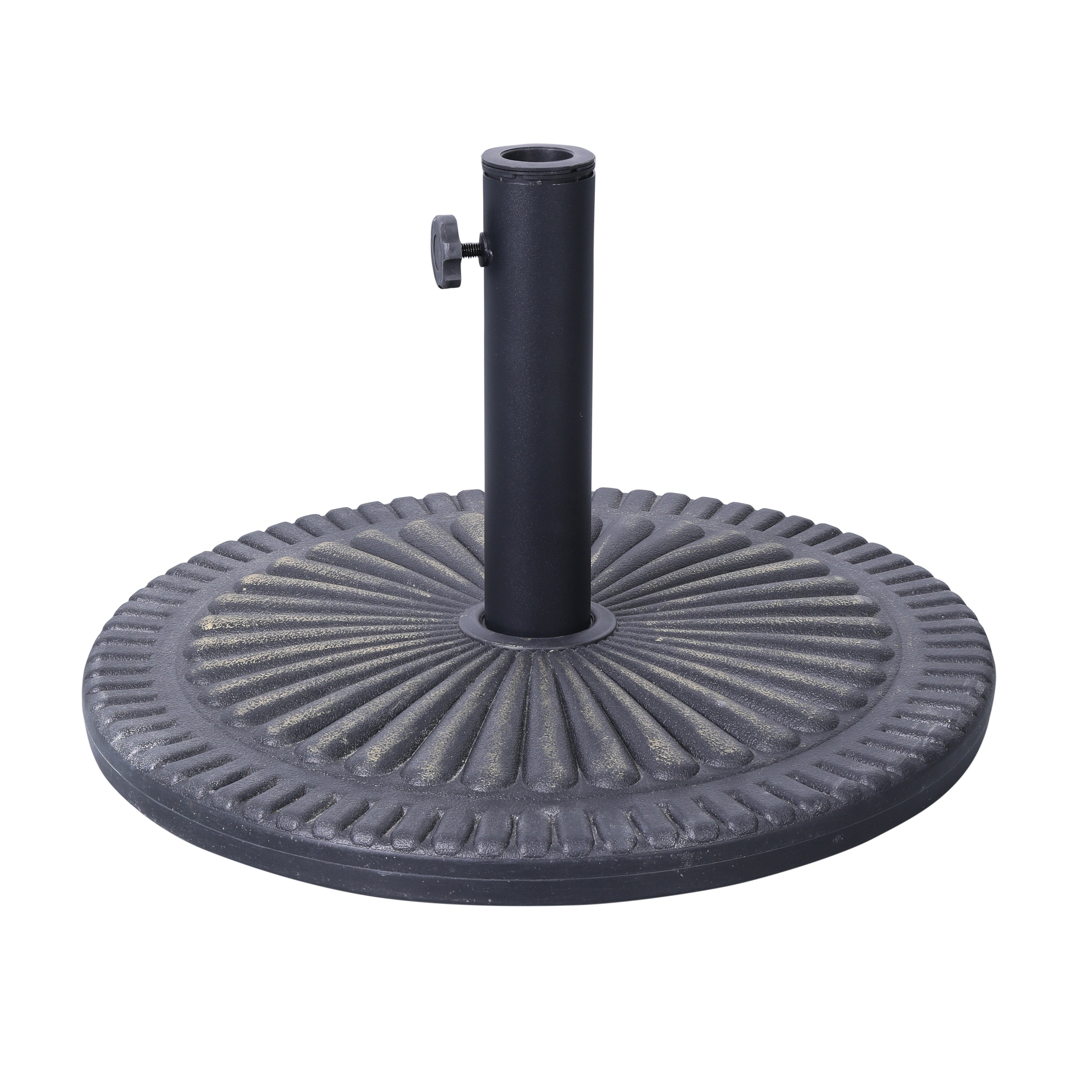 Kona Universal Bronze Cement Patio Umbrella Base with Sunburst Patterned Weatherproof Plastic Polymer Coating - 19.25" Diameter