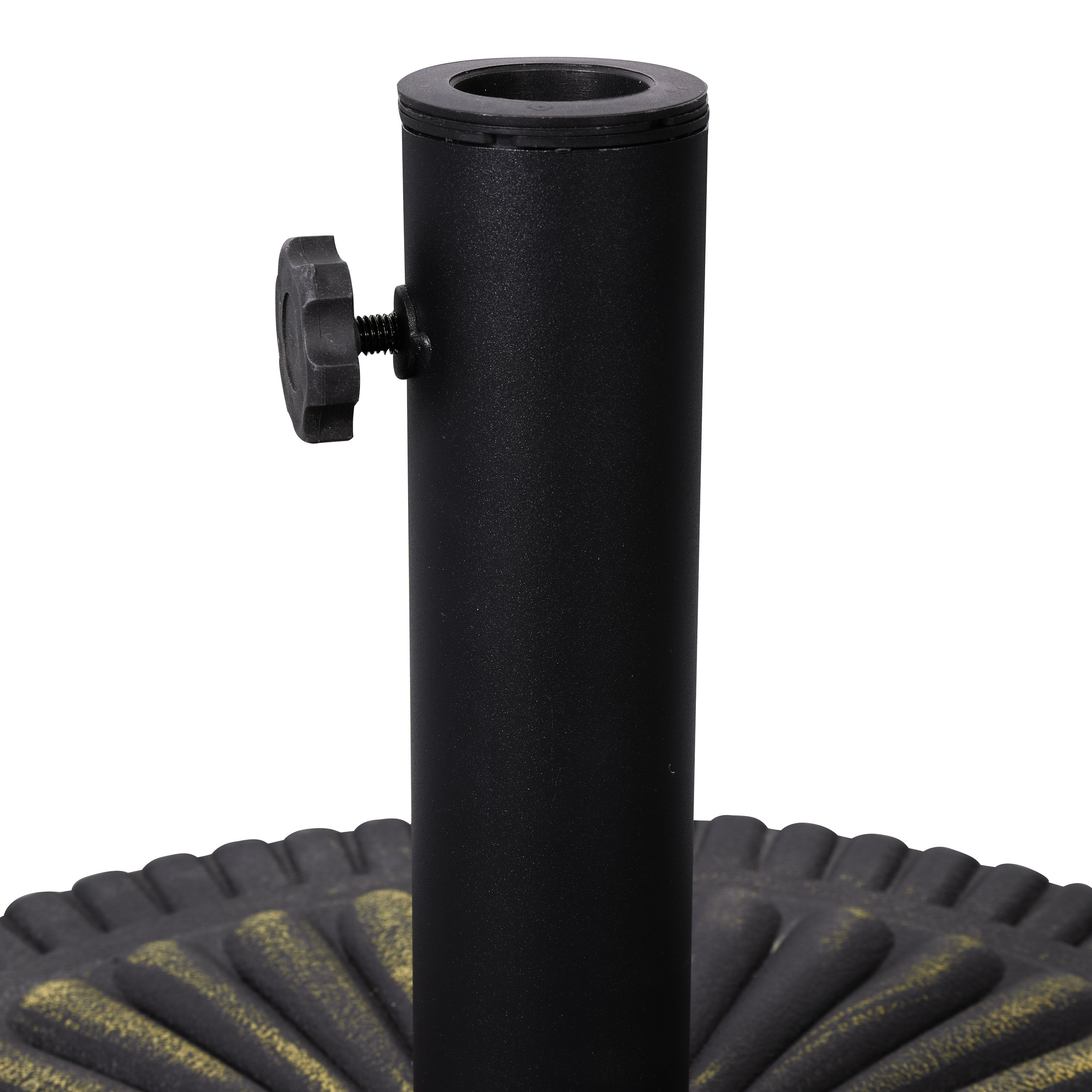 Kona Universal Bronze Cement Patio Umbrella Base with Sunburst Patterned Weatherproof Plastic Polymer Coating - 19.25" Diameter
