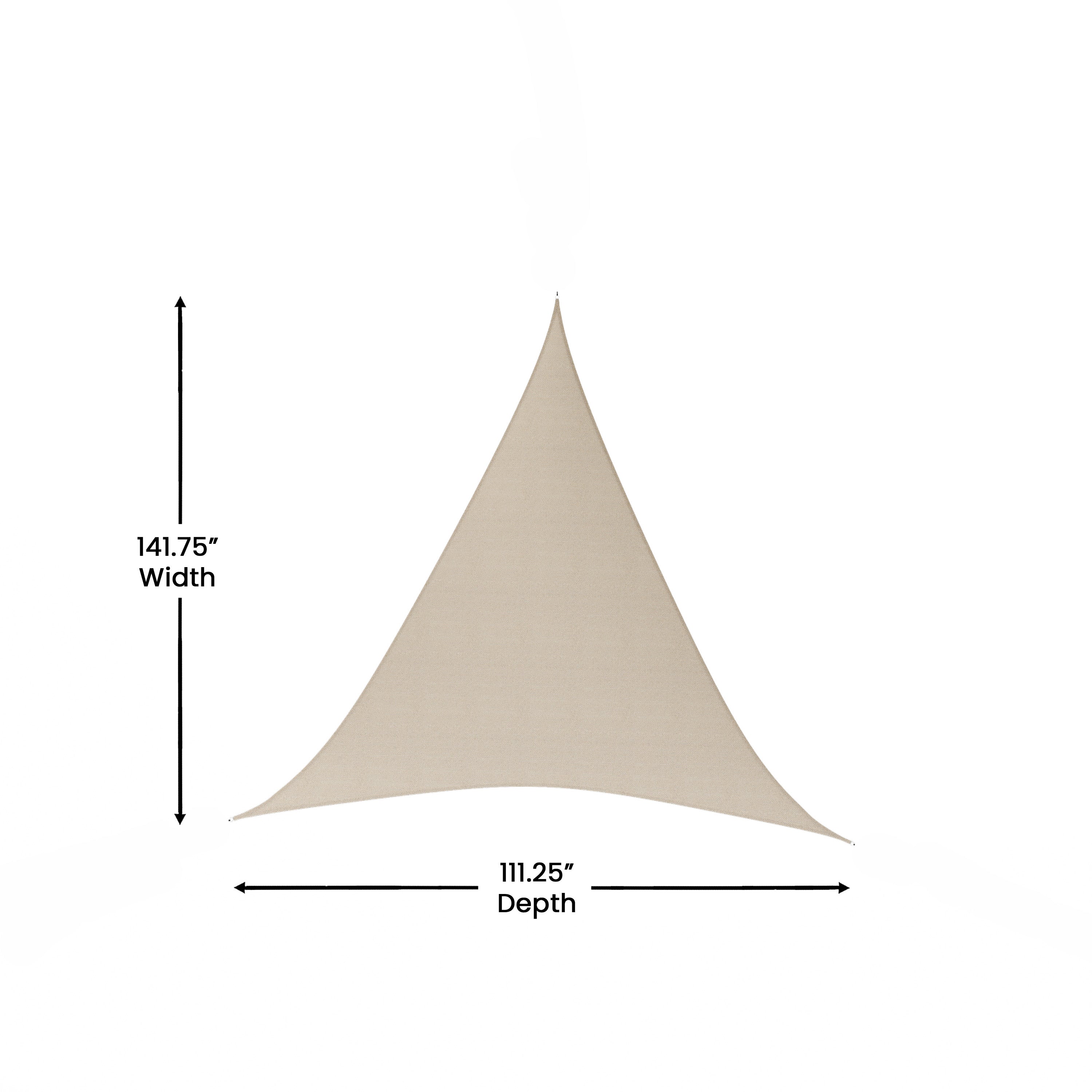 Palmetto 12ft Triangle Sun Sail Shade Canopy with Included Nylon Attachment Ropes in Sand