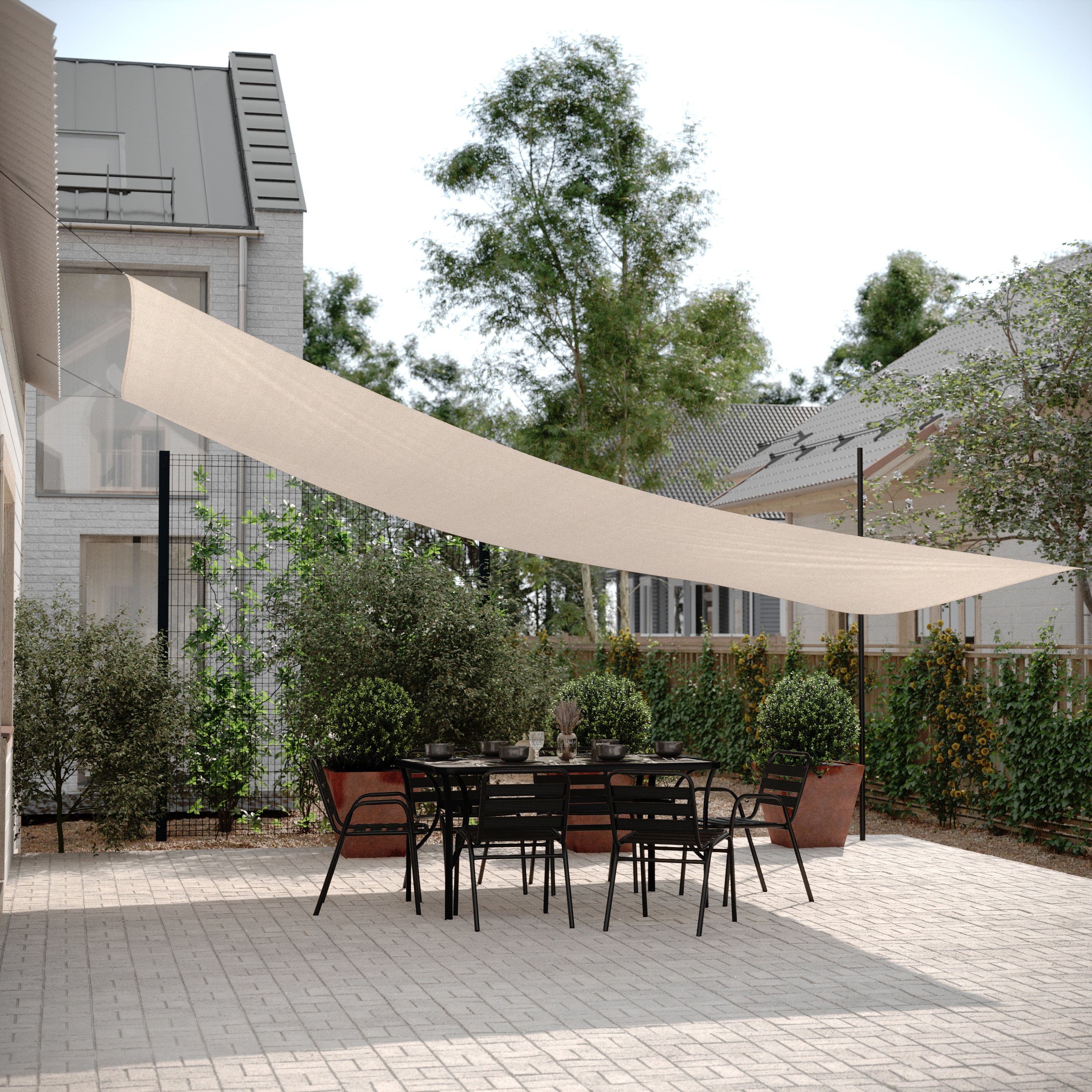 Palmetto 20ft Rectangle Sun Sail Shade Canopy with Included Nylon Attachment Ropes in Sand