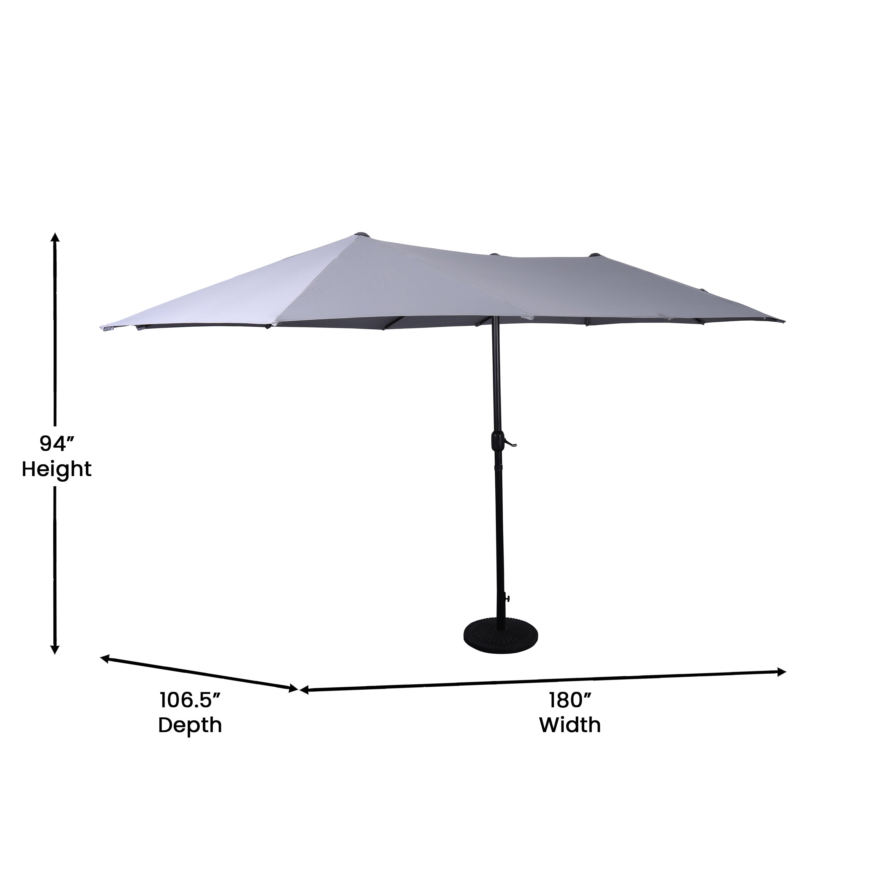 Elizabeth Commercial Grade 15 FT Triple Head Patio Umbrella with Crank and Easy Lift Functionality in Gray