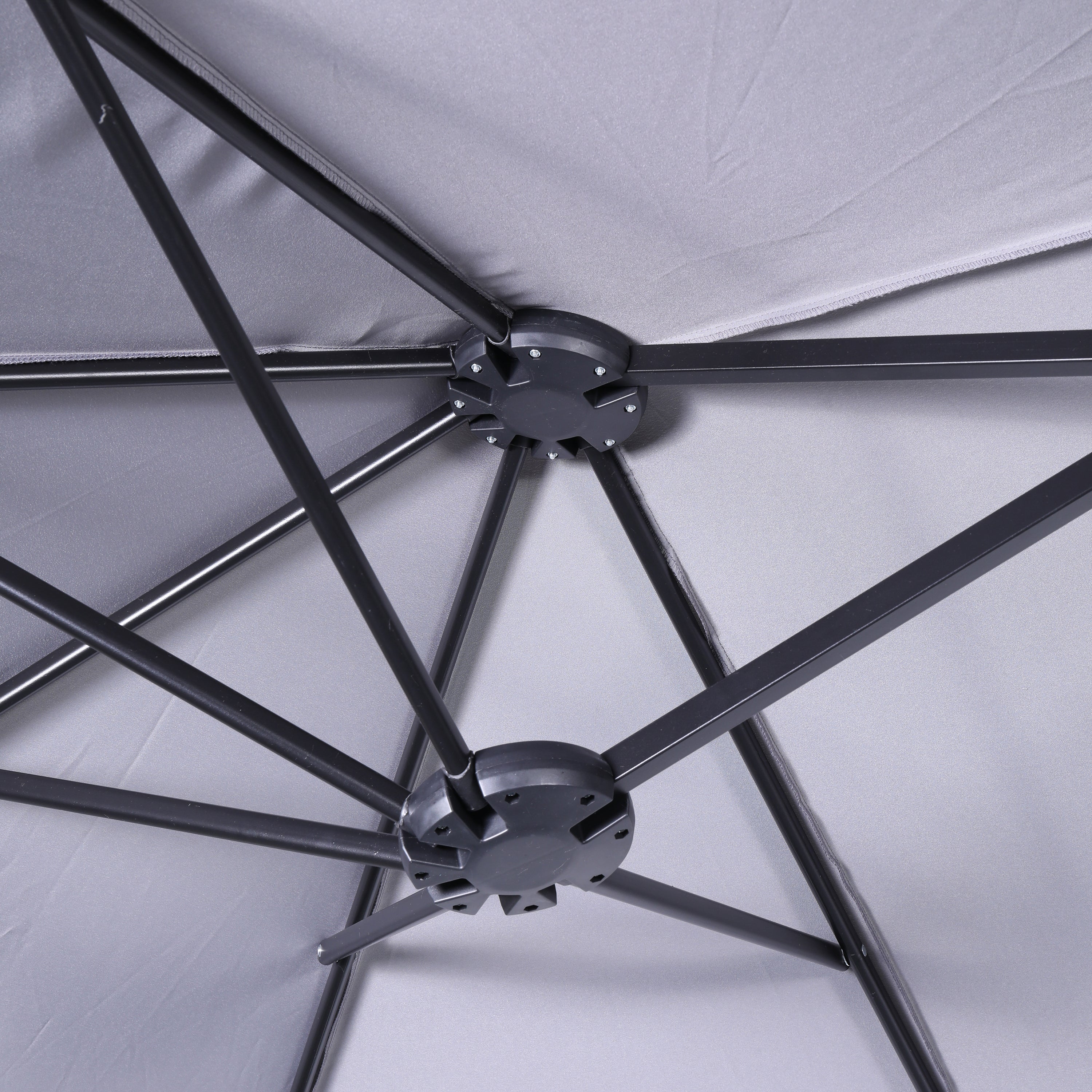 Elizabeth Commercial Grade 15 FT Triple Head Patio Umbrella with Crank and Easy Lift Functionality in Gray
