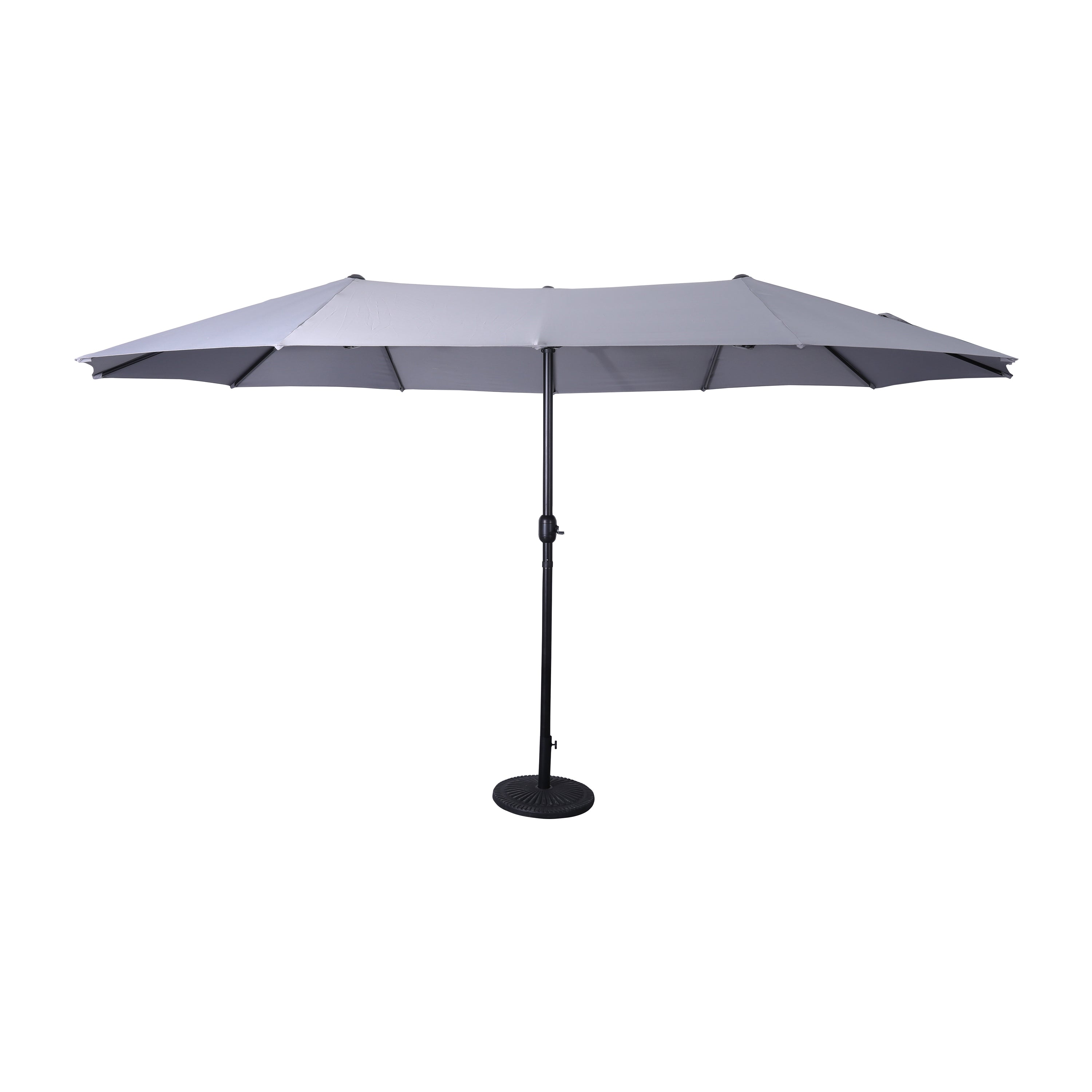 Elizabeth Commercial Grade 15 FT Triple Head Patio Umbrella with Crank and Easy Lift Functionality in Gray