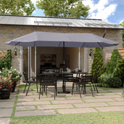 Elizabeth Commercial Grade 15 FT Triple Head Patio Umbrella with Crank and Easy Lift Functionality in Gray