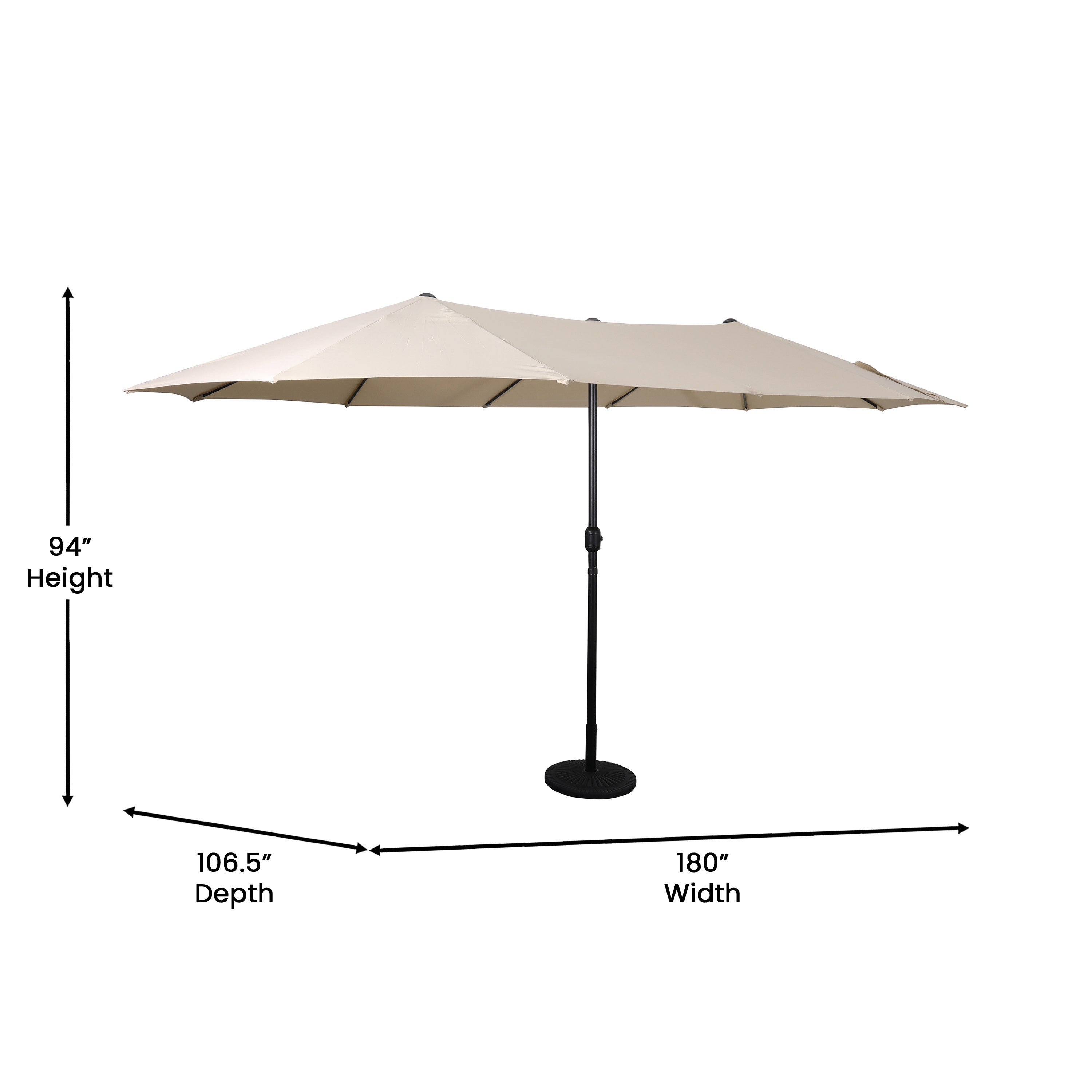 Elizabeth Commercial Grade 15 FT Triple Head Patio Umbrella with Crank and Easy Lift Functionality in Tan