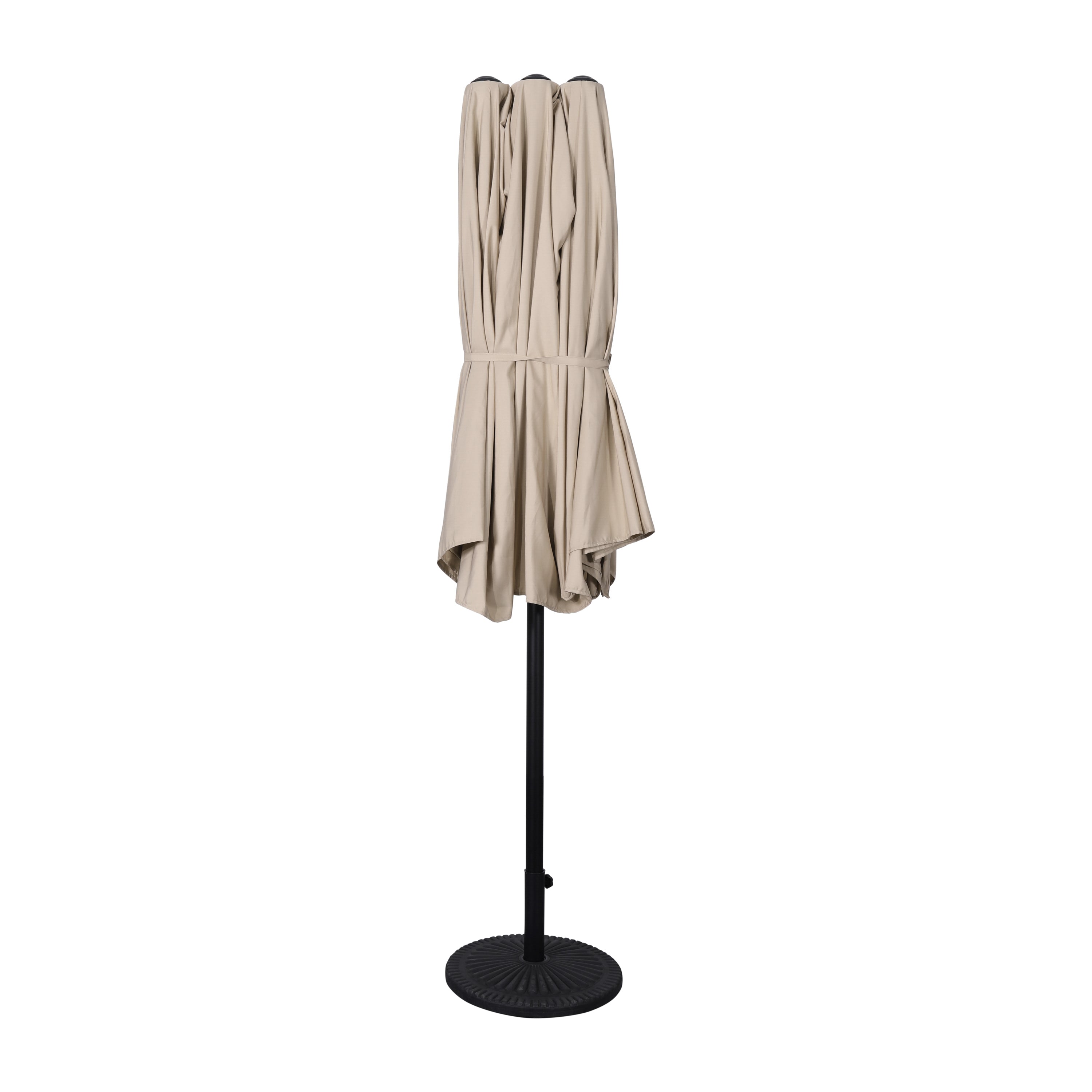 Elizabeth Commercial Grade 15 FT Triple Head Patio Umbrella with Crank and Easy Lift Functionality in Tan