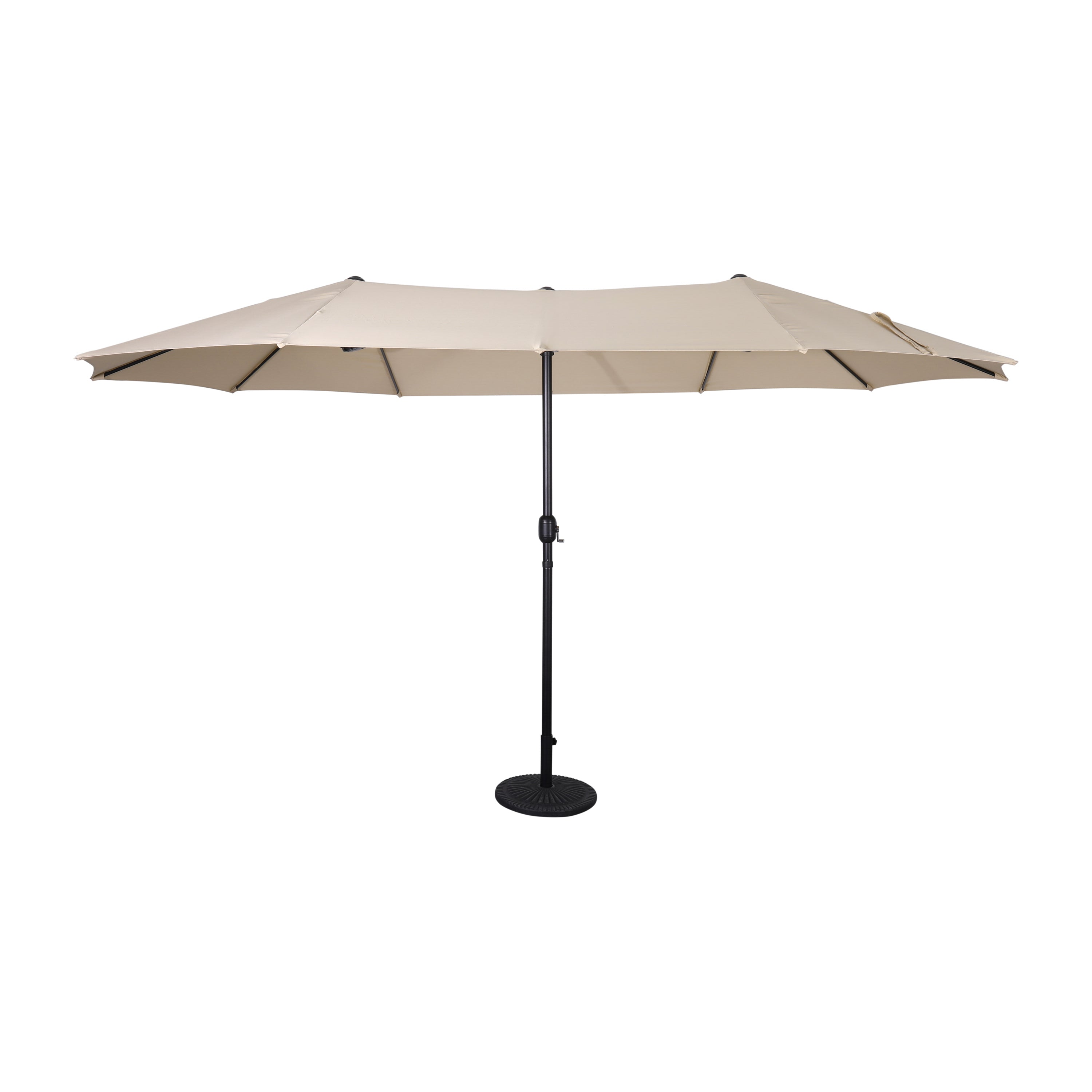 Elizabeth Commercial Grade 15 FT Triple Head Patio Umbrella with Crank and Easy Lift Functionality in Tan